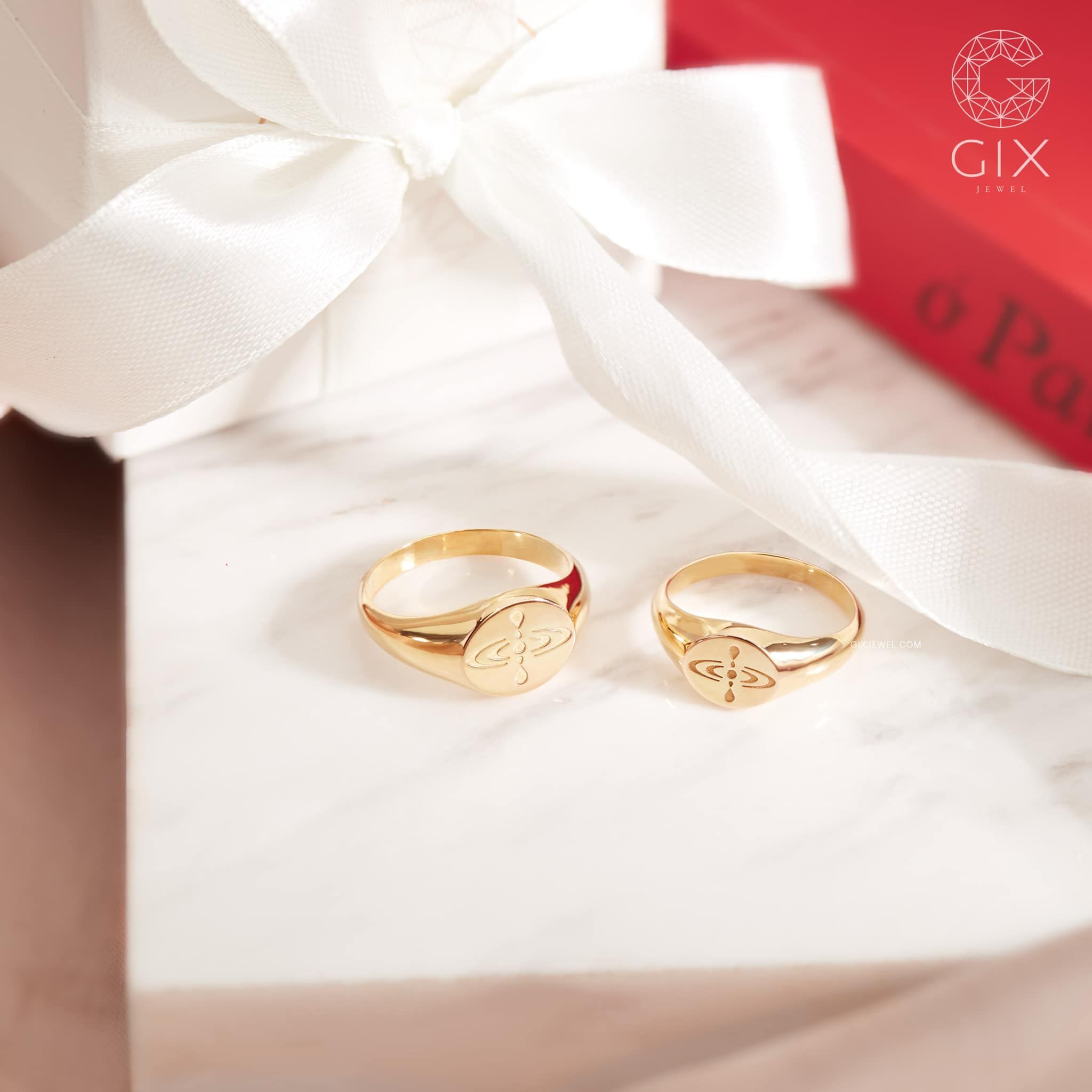 Nhẫn signet ring bạc nam đẹp Gix Jewel mạ vàng 18k bản to khắc theo yêu cầu