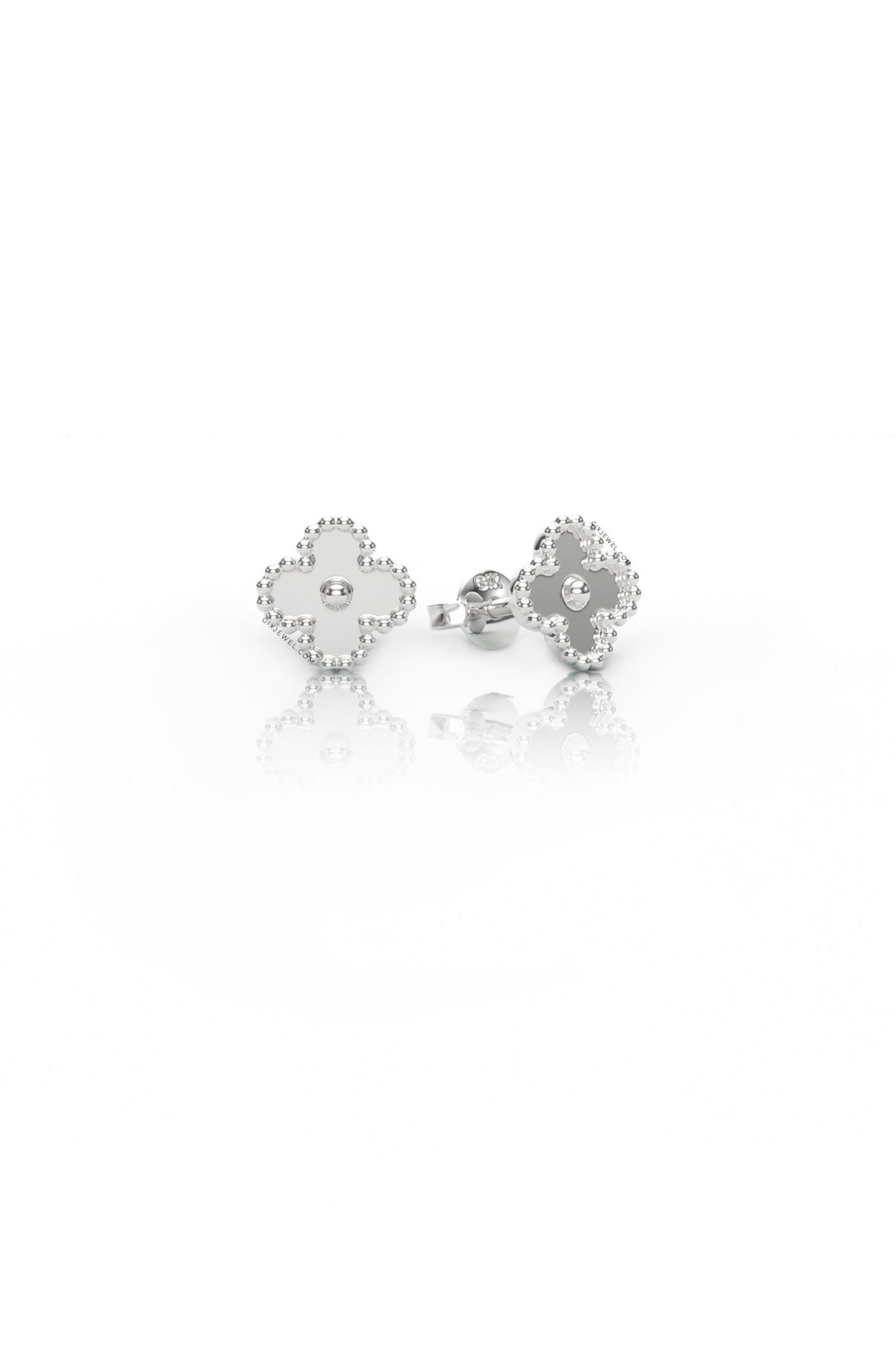 Khuyên tai cỏ 4 lá nữ vàng tây bạc ý đẹp đính đá kiểu thời trang Gixjewel