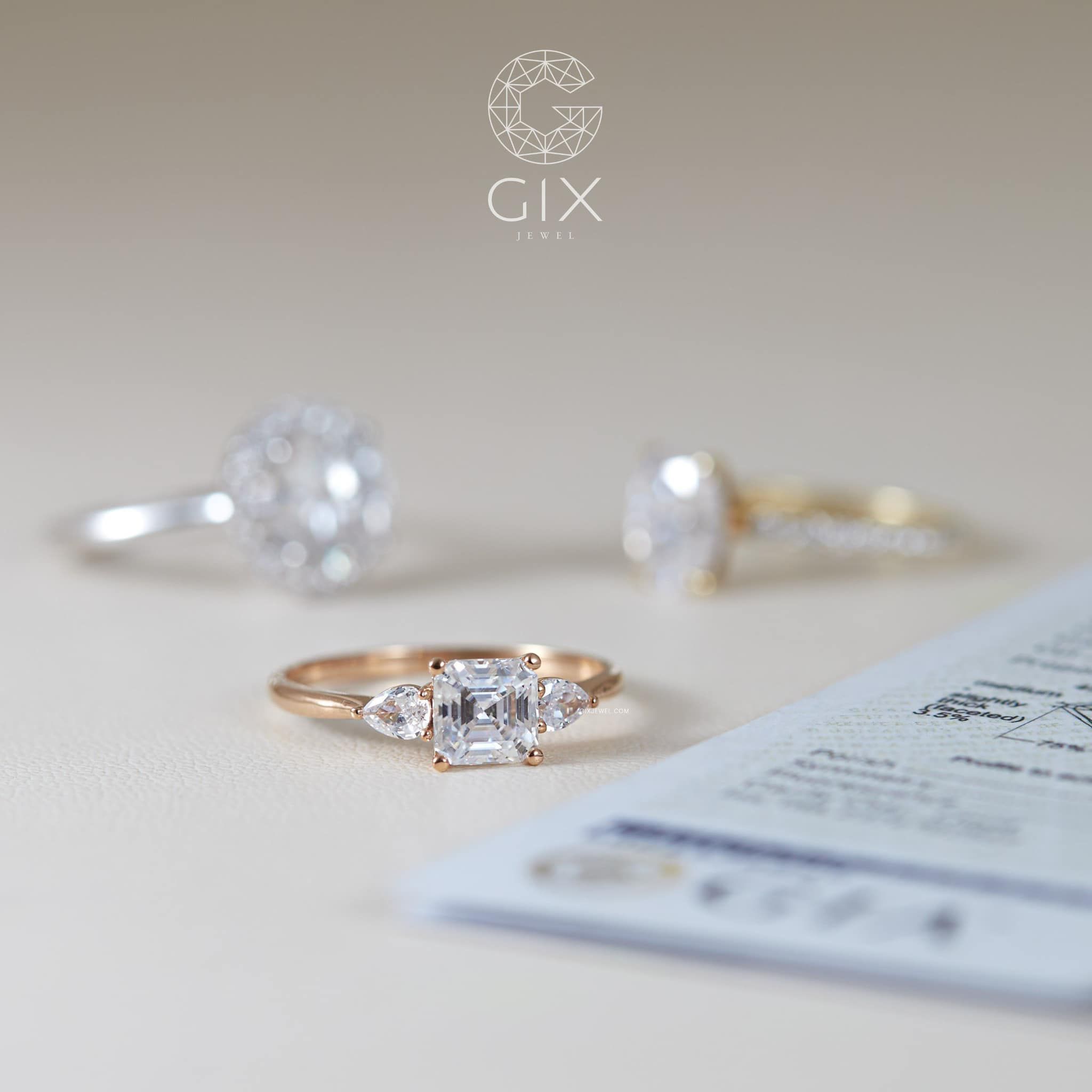 Mẫu nhẫn đính hôn đẹp vàng trắng 18k kim cương cao cấp infinity love Gix