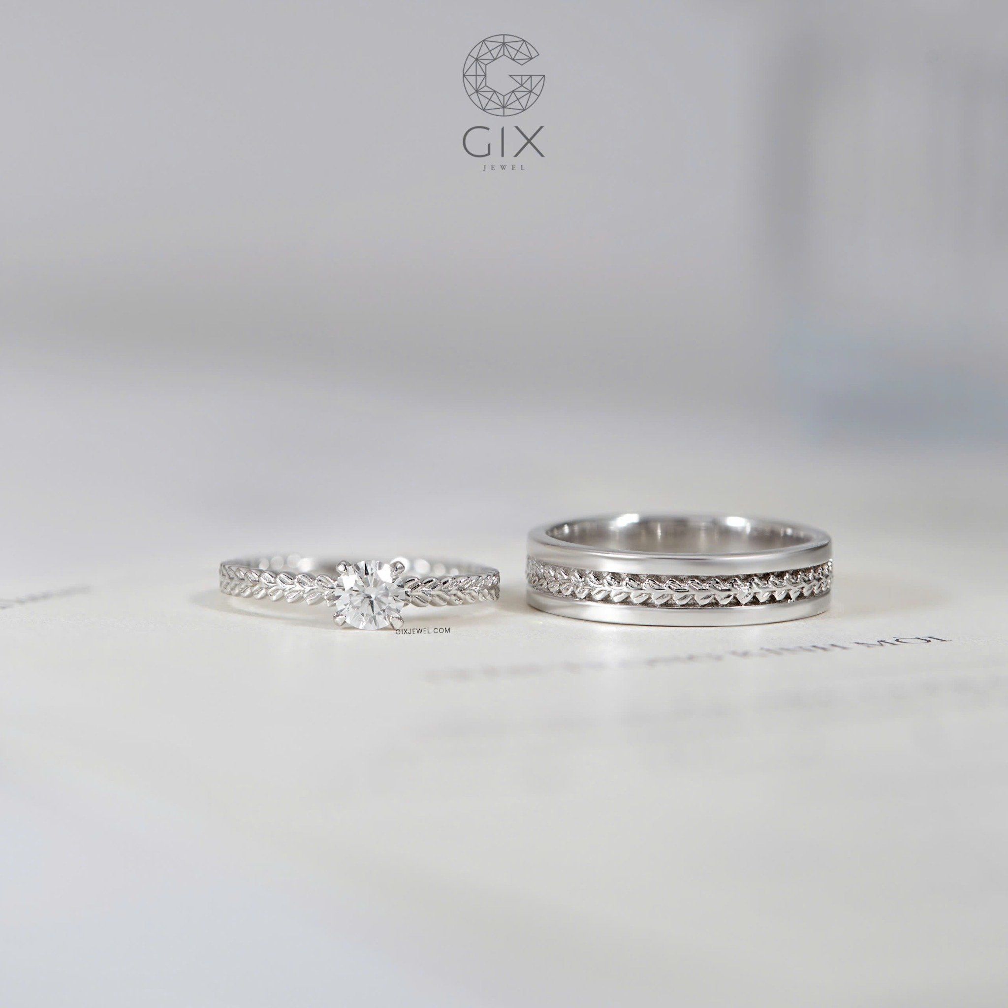 Nhẫn Cặp Đẹp Đính Moissanite Gix Jewel - GCR25050131