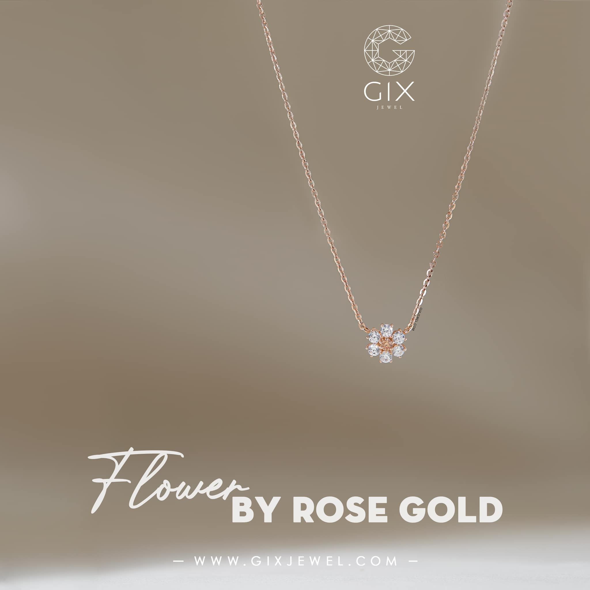 Vòng cổ hoa 4 cánh vàng tây nữ đính đá đeo ôm sát thời trang GixJewelry