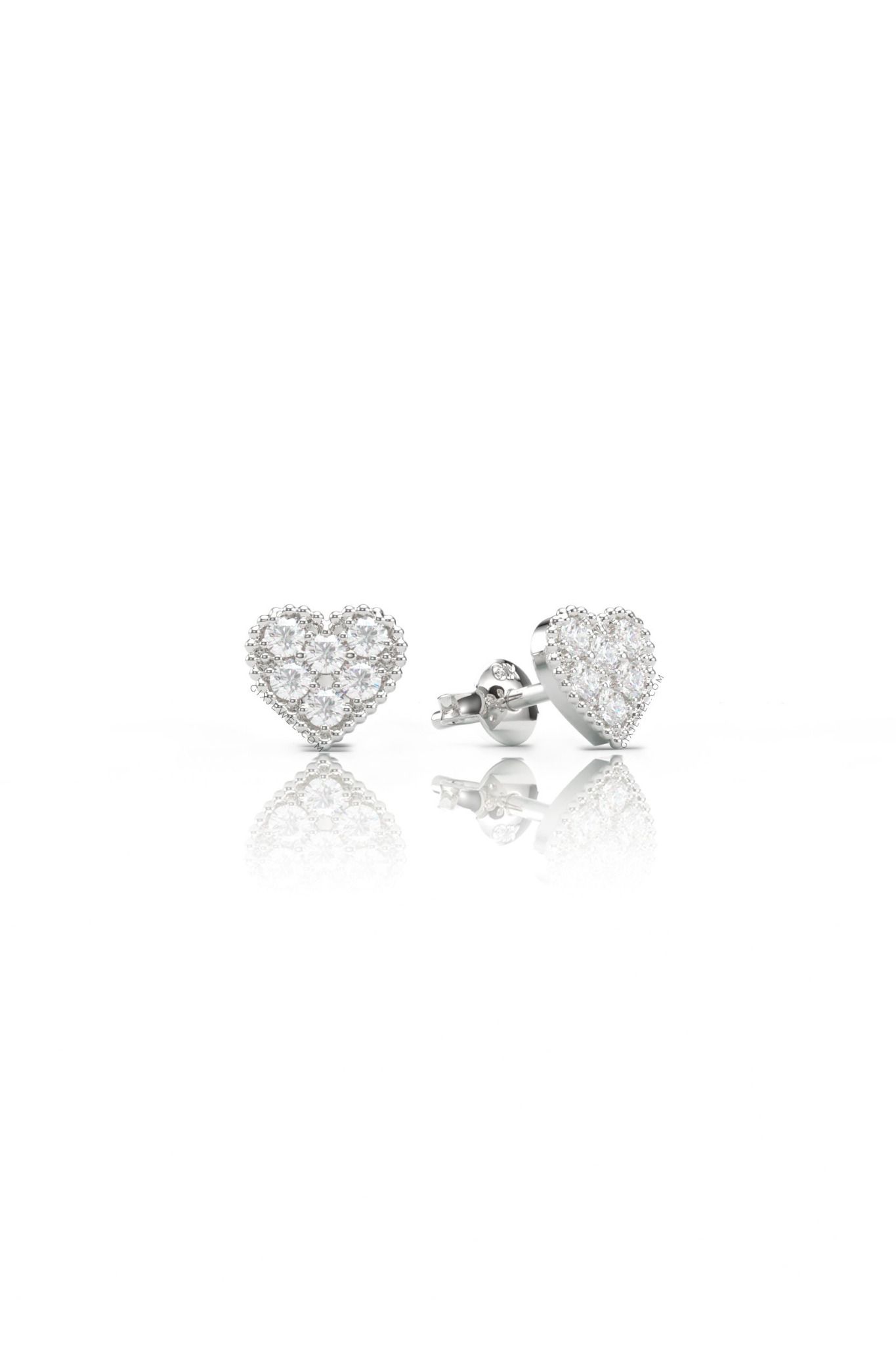 Bông tai kim cương nhân tạo vàng trắng bạc ý 925 hình trái tim dễ thương Gix Jewelry