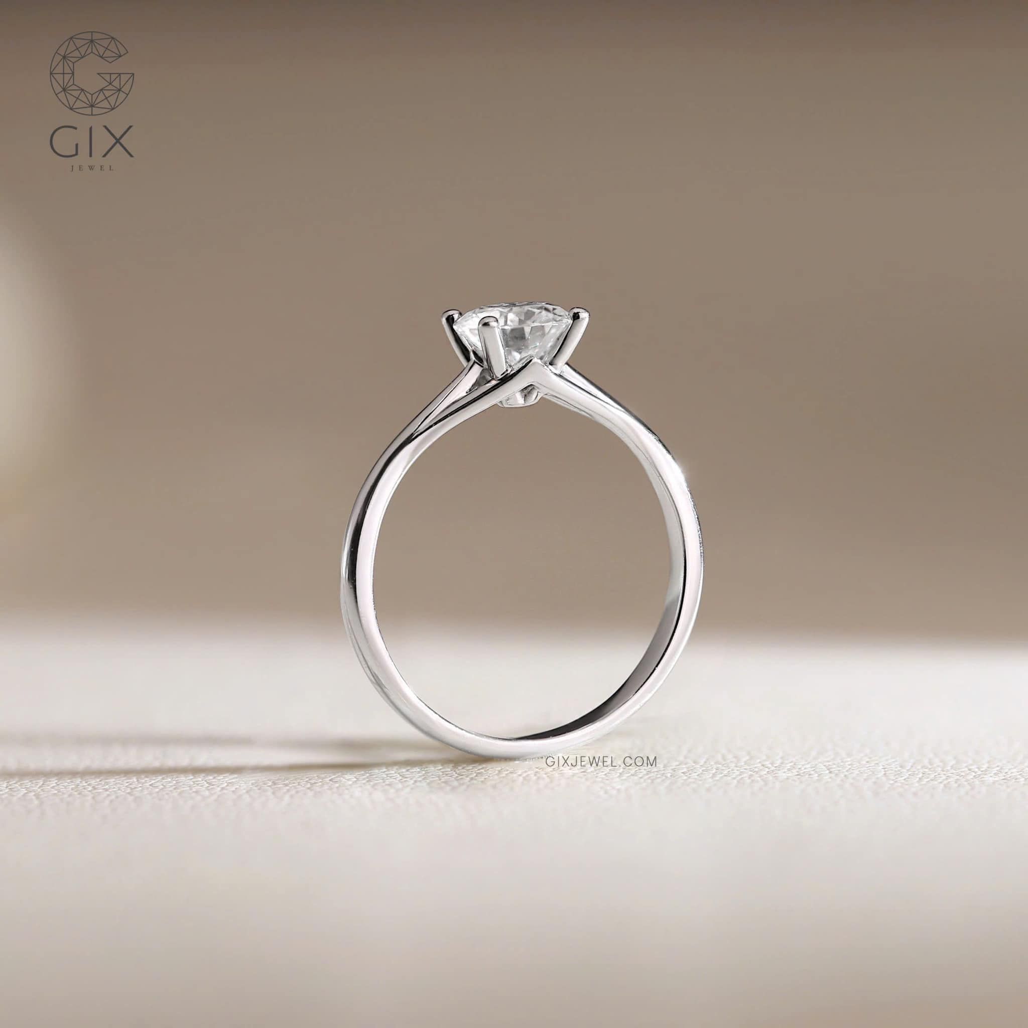 Nhẫn cầu hôn kim cương round vàng tây 10k 18k đẹp giá rẻ Gixjewelry