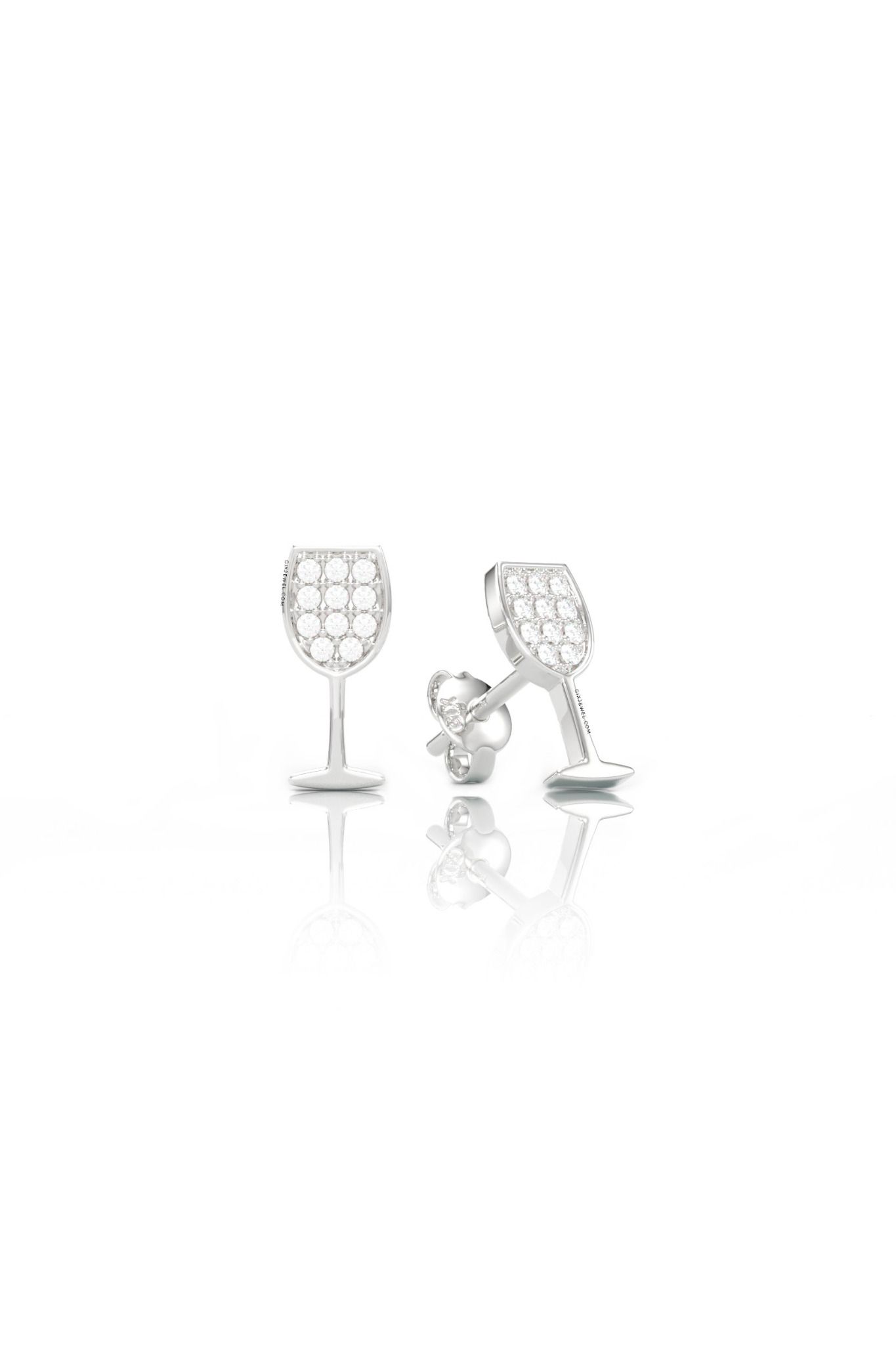 Bông tai đẹp cho nữ bạc cao cấp Gix Jewel mạ vàng đính đá tấm ly rượu