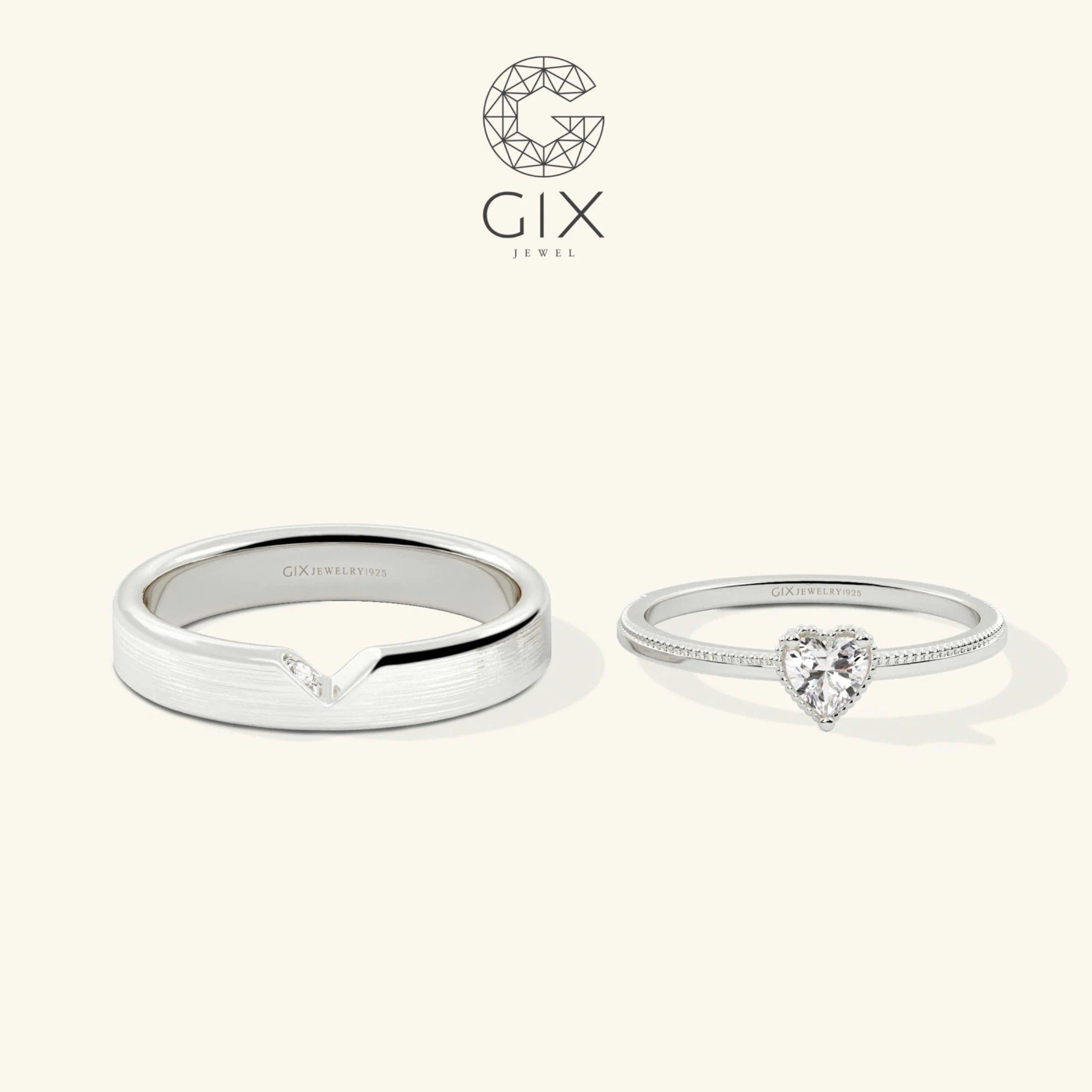 Nhẫn Cưới Vàng 18K Hình Trái Tim Đẹp Đính Moissanite Gix - GCR25050086
