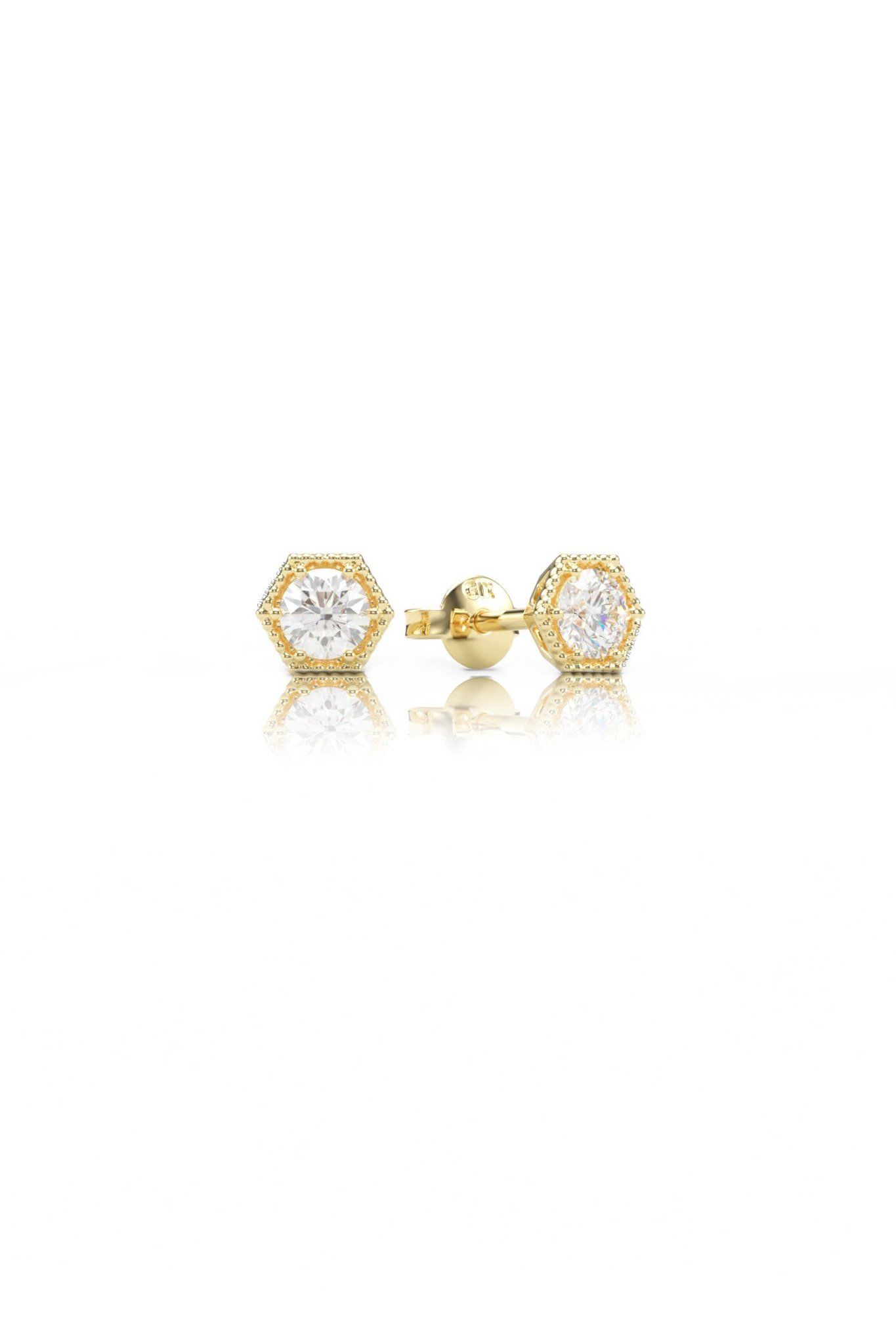Bông tai vàng trắng bạc xi bạch kim đơn giản dạng nụ đính đá cho nữ Gix Jewelry