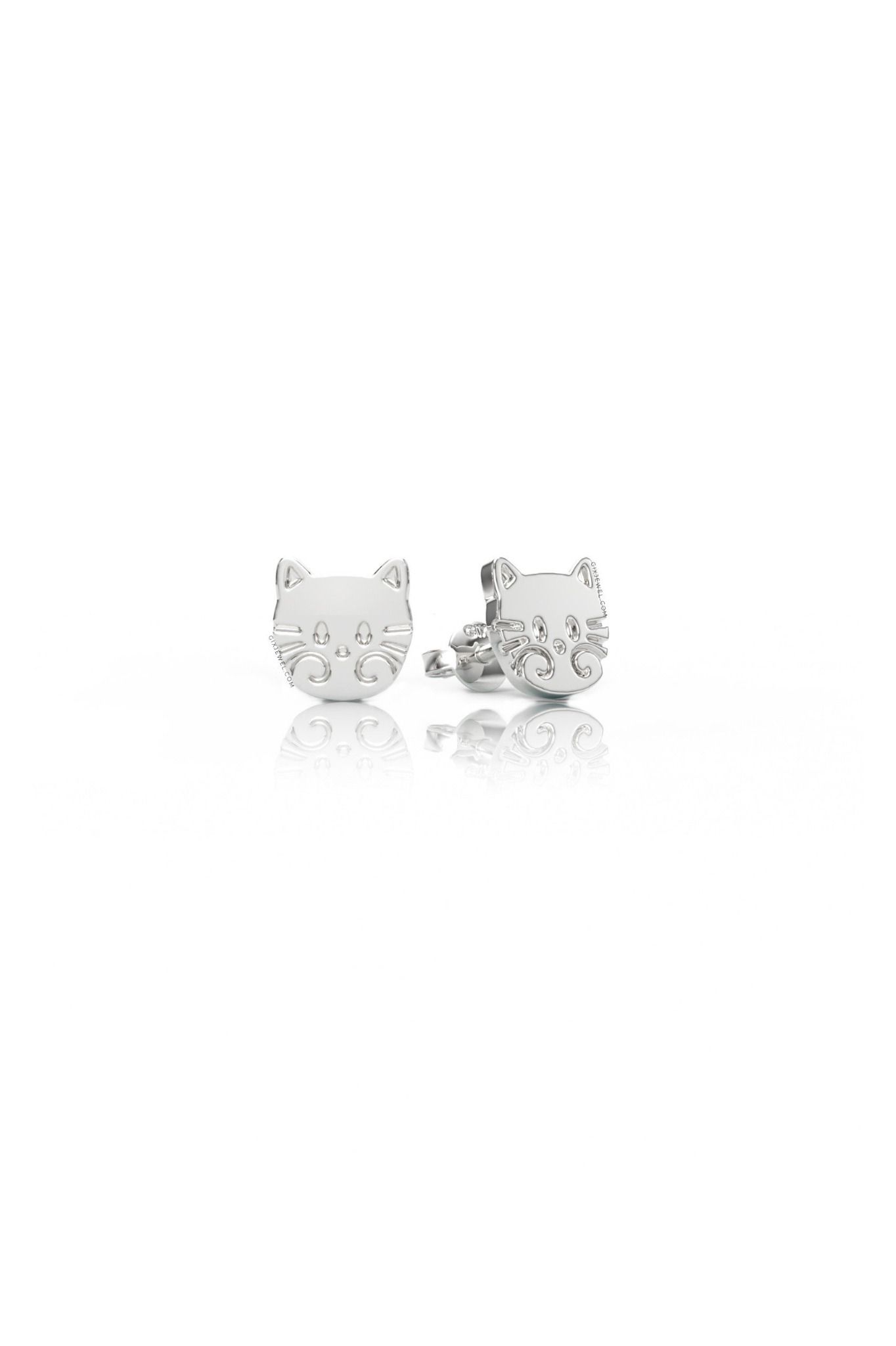 Khuyên tai vàng cho bé bạc ý 925 hình con mèo cute đeo sát tai Gix Jewelry
