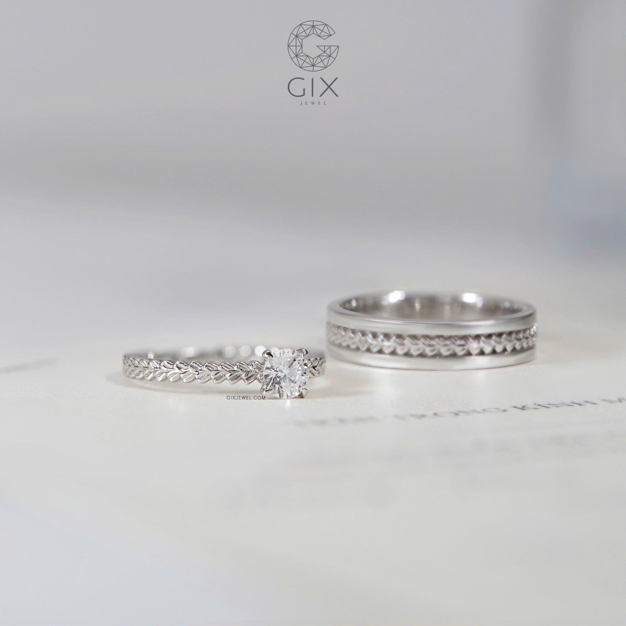 Nhẫn Cưới Vàng 18k Kim Cương Đẹp Gix Jewel - GCR25050131