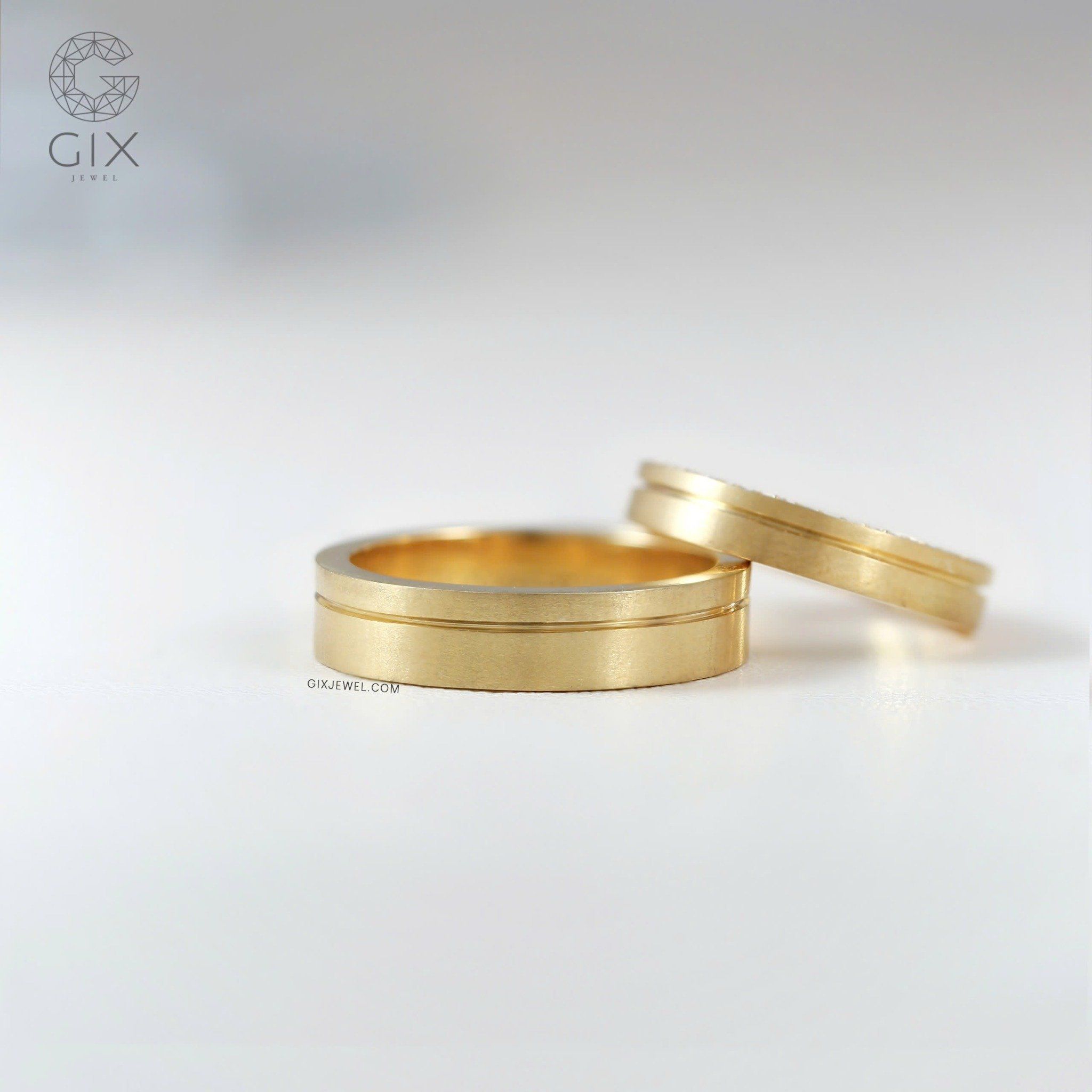 Nhẫn cặp đính đá đơn giản khắc tên Gixjewel - GCR25050080