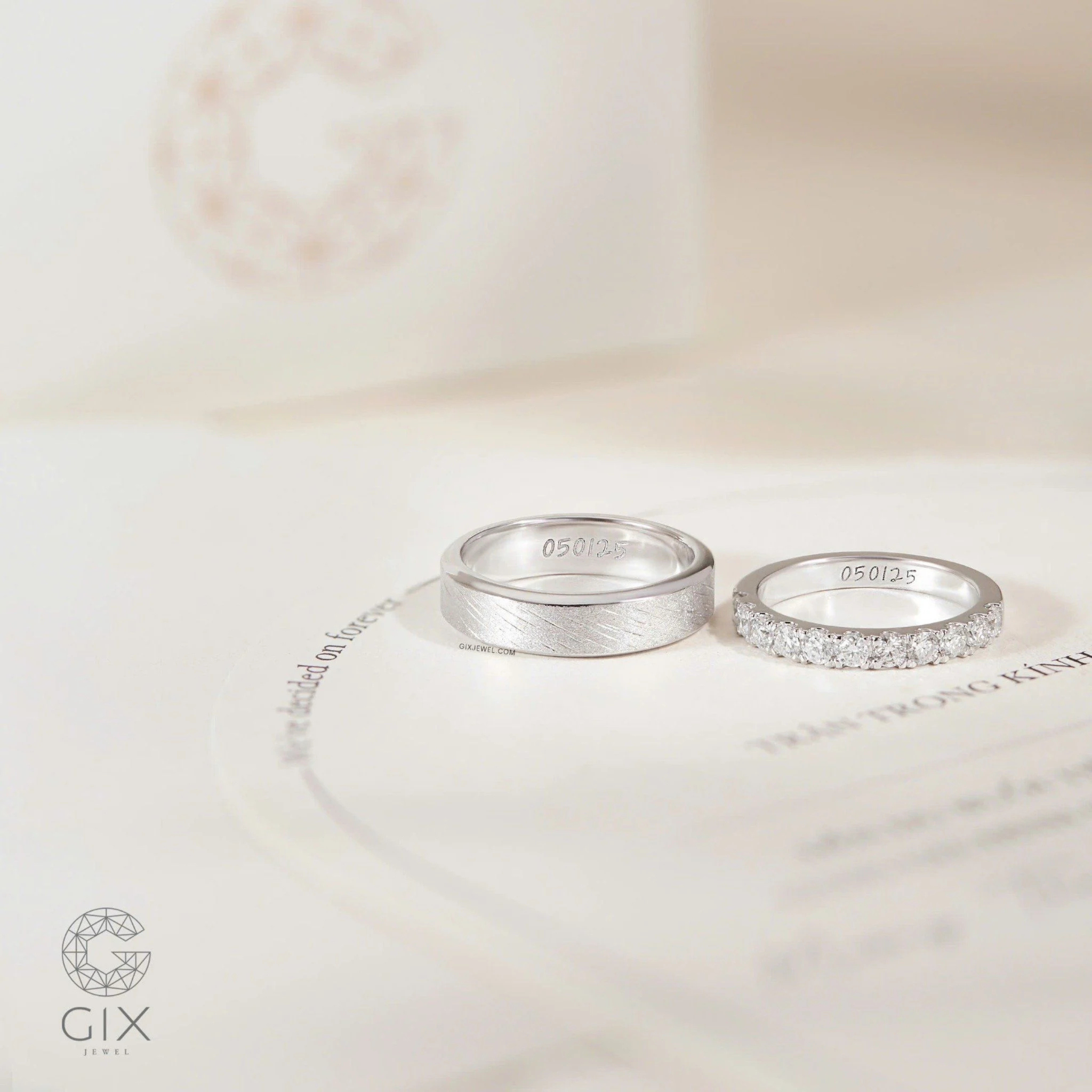 Nhẫn Cưới Kim Cương Vàng 10K Luxury Đính Full Hạt Gix Jewelry -GCR25050124