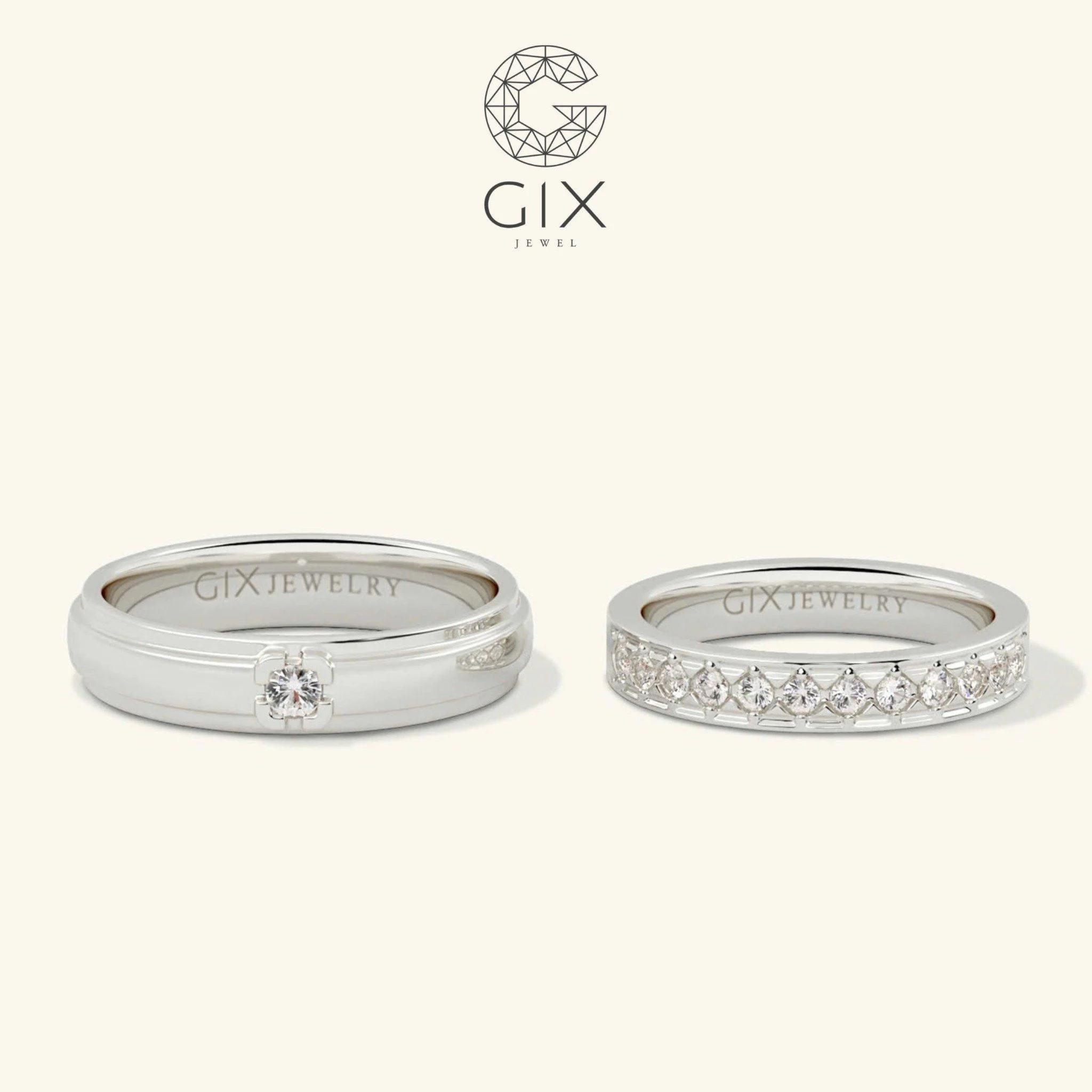 Nhẫn Cưới Vàng 10K Luxury Đính Kim Cương Tự Nhiên Gix Jewel - GCR25050005