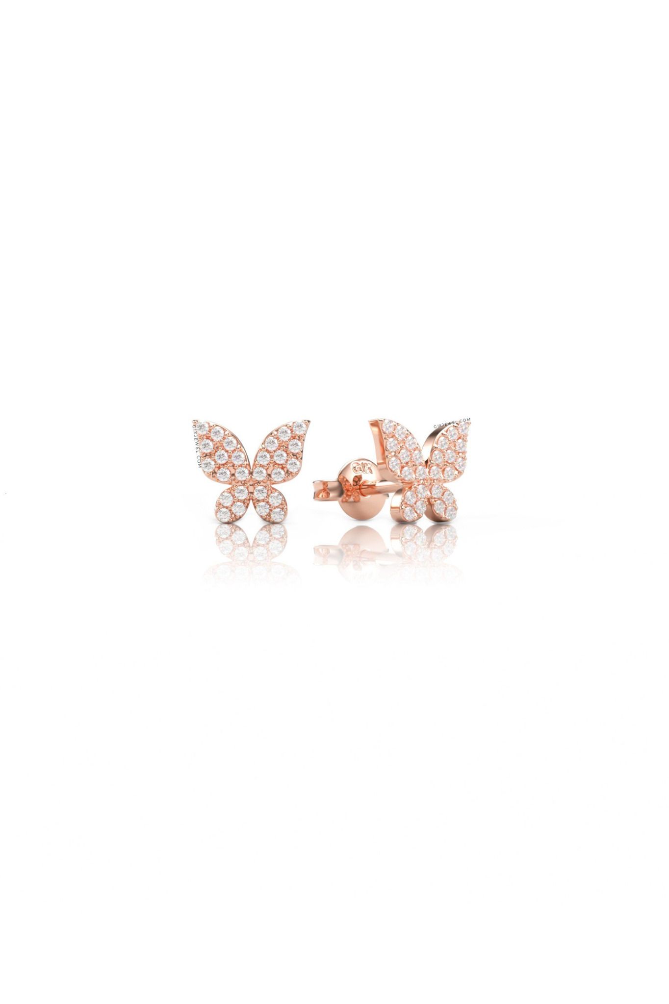 Bông tai cưới cho cô dâu vàng 18k thiết kế hình bướm đính hột xoàn đẹp sang chảnh Gix