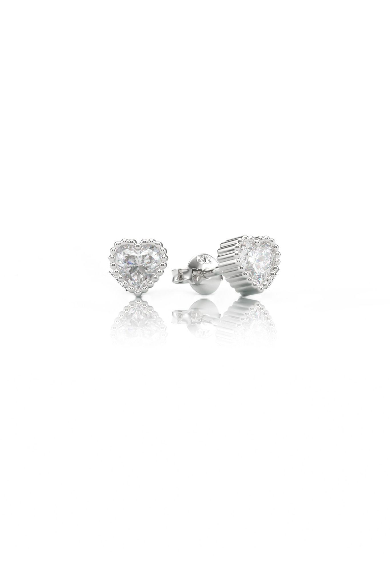 Bông tai bạc cao cấp Gix Jewel mạ vàng trắng đính đá Moissanite trái tim