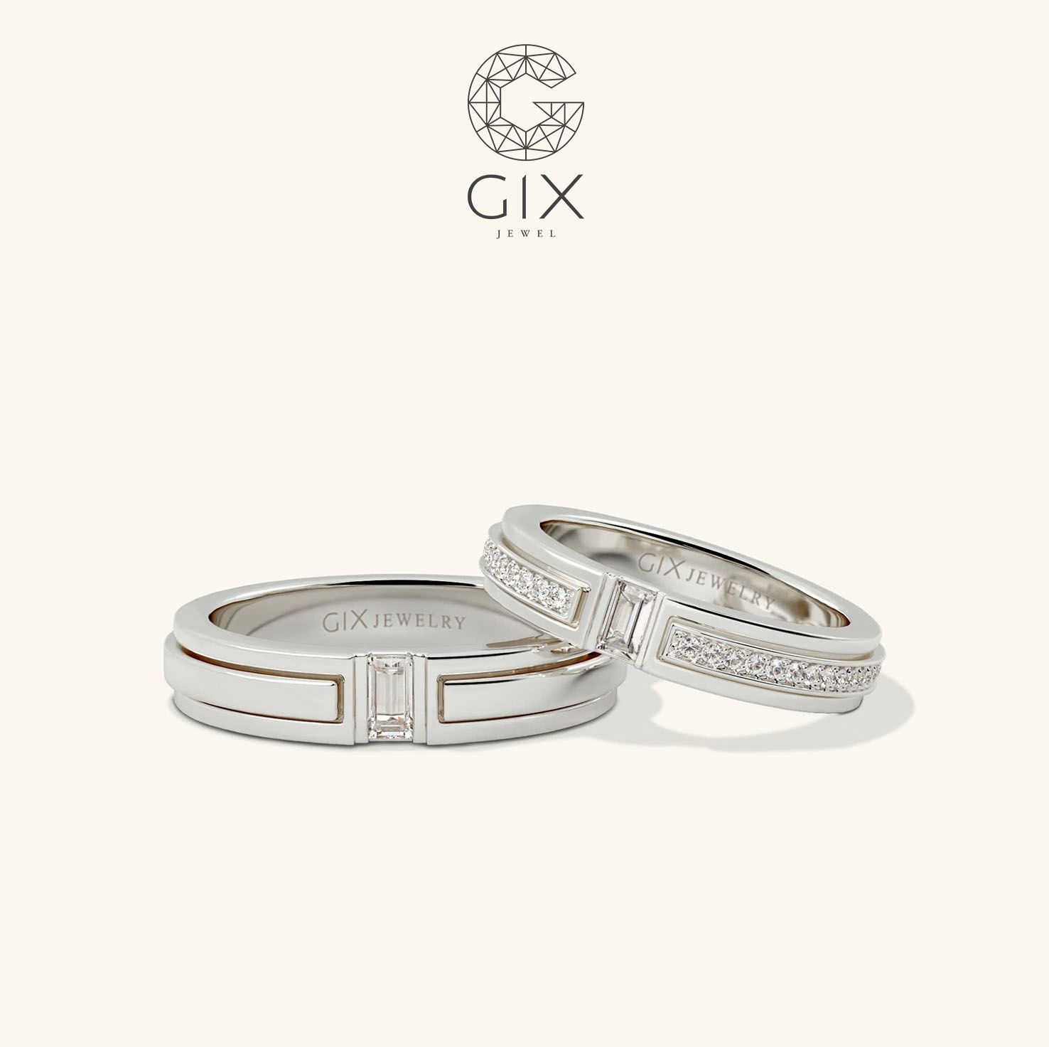 Nhẫn đôi khắc hoa văn đẹp Gix Jewel - GCR25050067