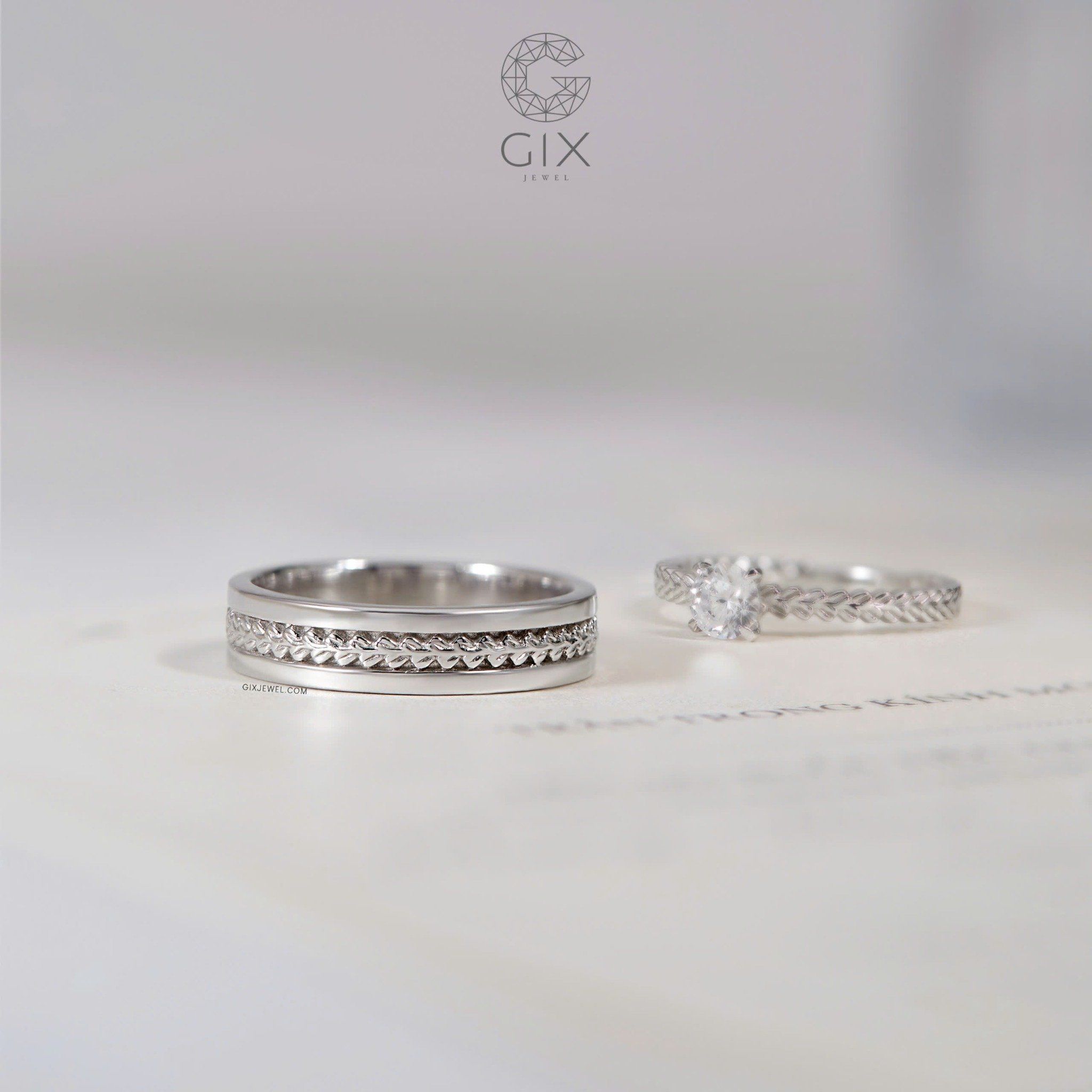 Nhẫn Cưới Vàng 18k Kim Cương Đẹp Gix Jewel - GCR25050131