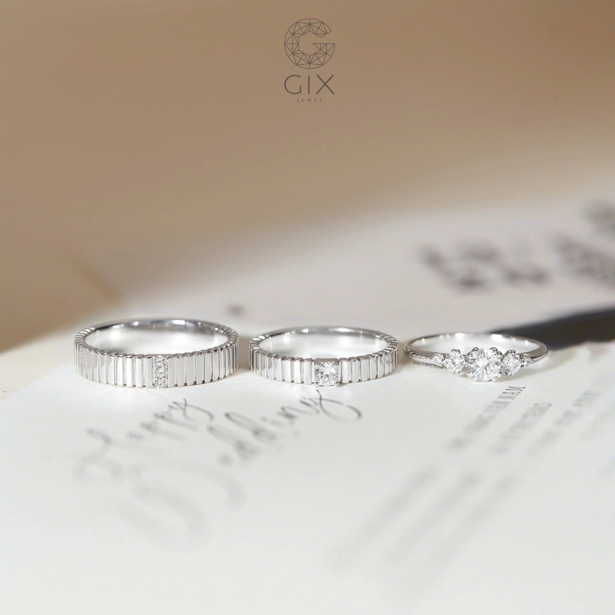 Nhẫn Cưới Vàng 14k Kim Cương Đẹp Gix Jewel - GCR25050115