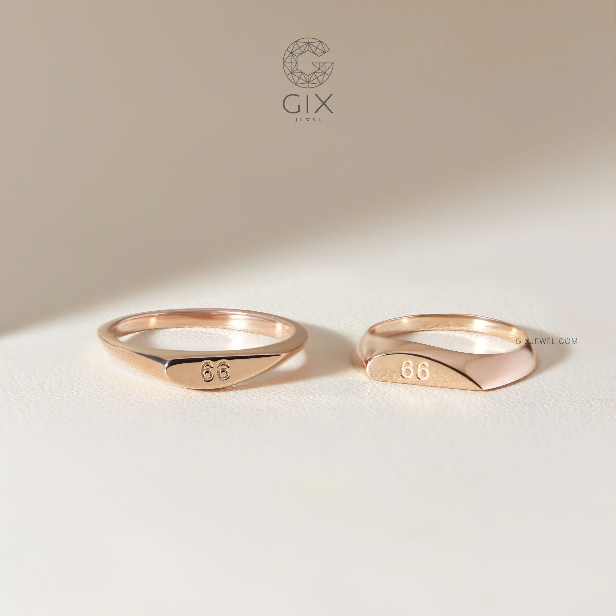 Nhẫn cưới vàng 10K signet ring độc đáo khắc chữ - GCR25050083