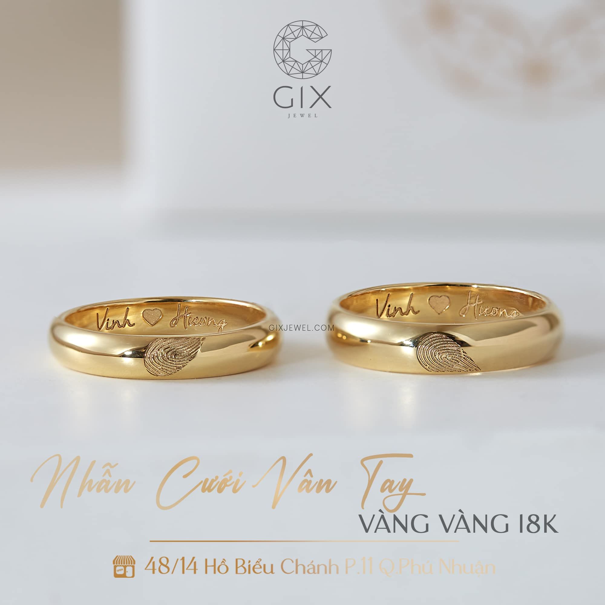Nhẫn cặp khắc dấu vân tay bạc mạ vàng bản mo Gix Jewel - GCR25050120