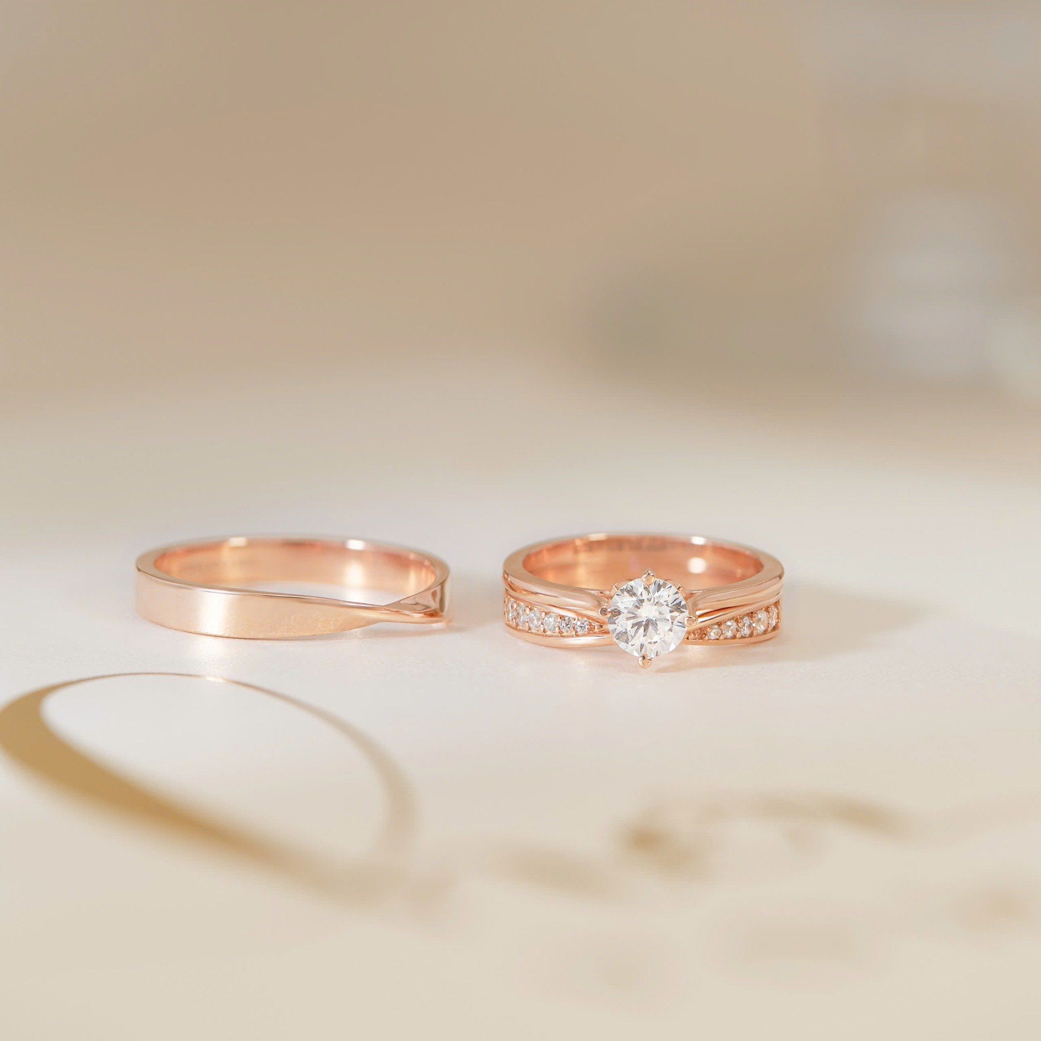Nhẫn cưới vàng 18k vô cực đính kim cương đẹp Gixjewel - GCR25050018