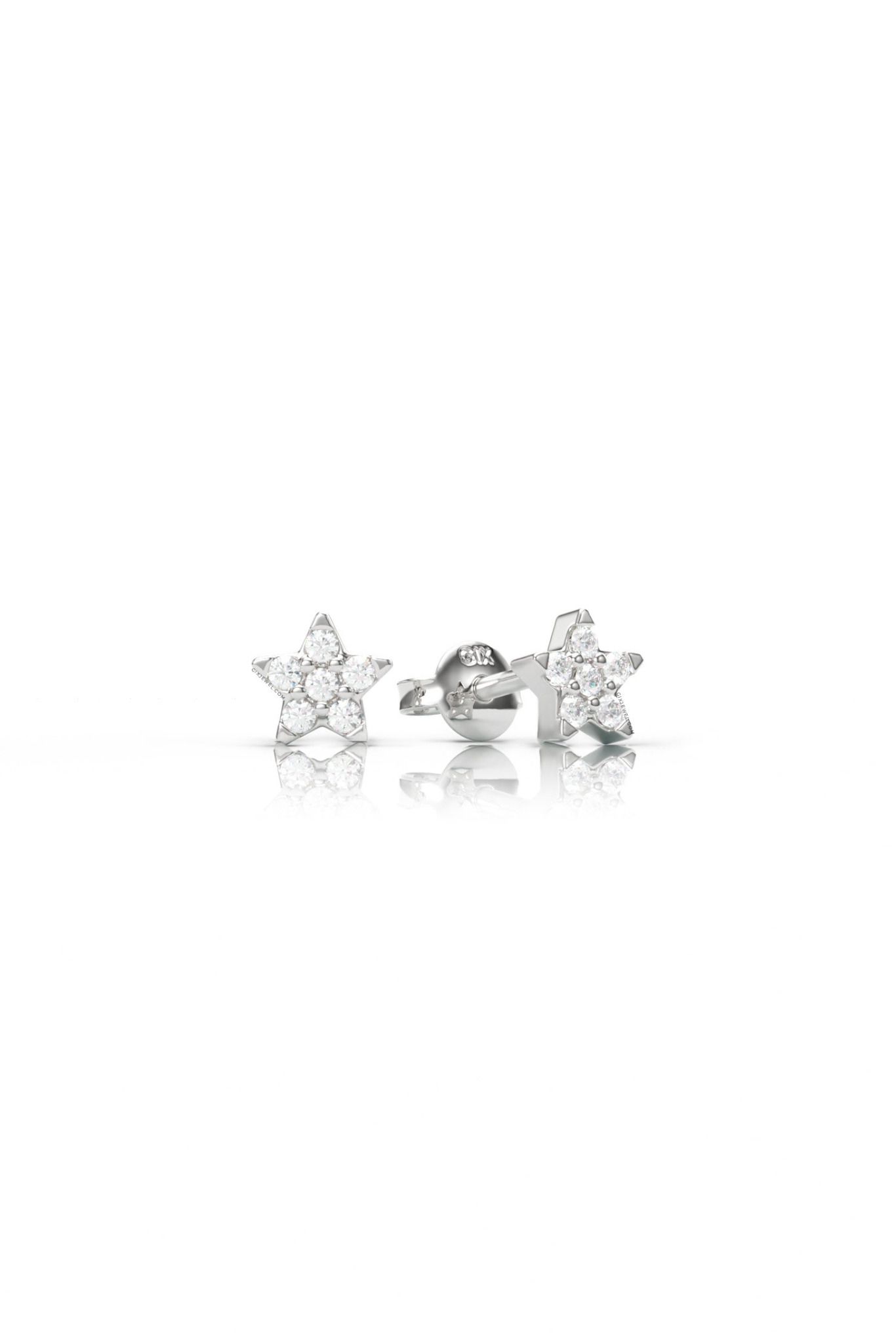 Khuyên tai bạc cho bé vàng 18k hình ngôi sao đẹp đính kim cương Gix Jewelry