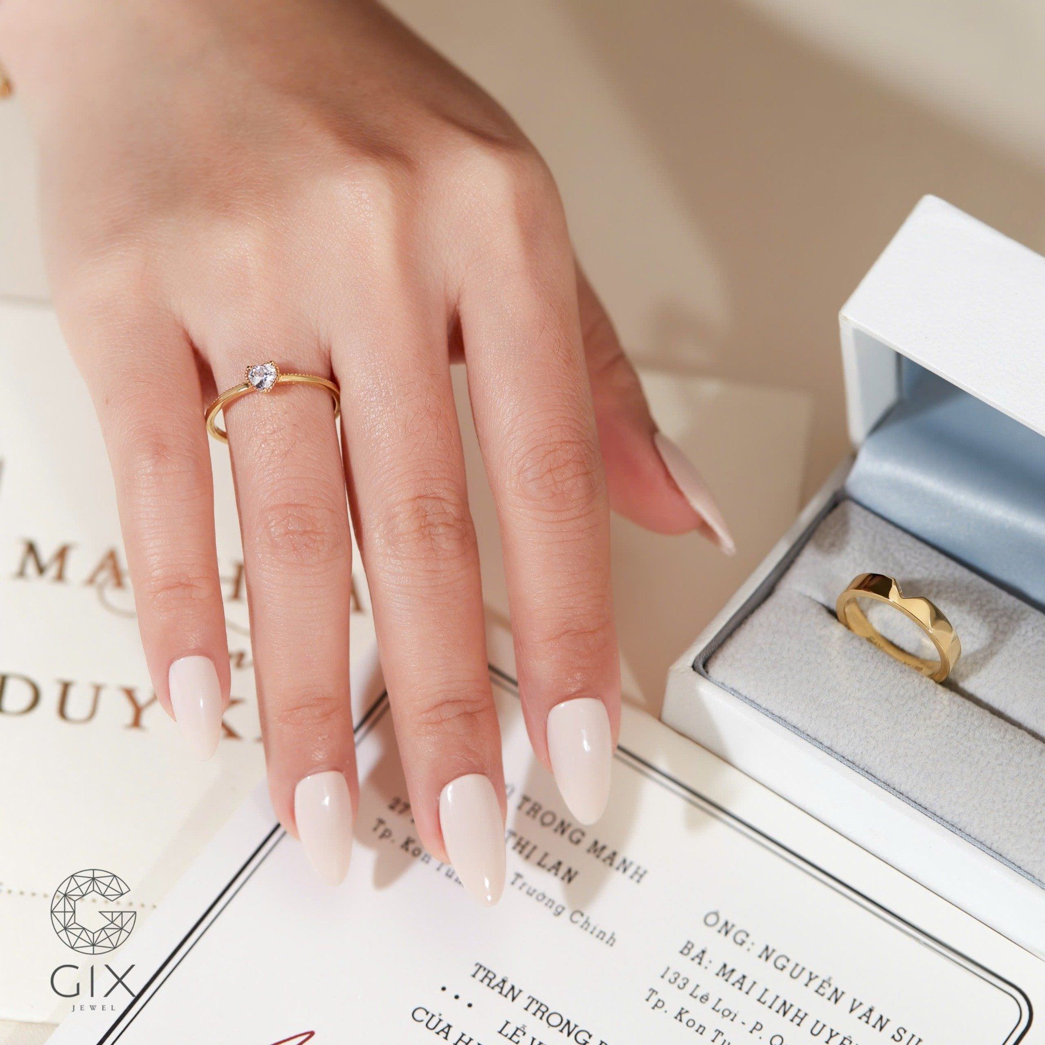 Nhẫn Cưới Vàng 18K Hình Trái Tim Đẹp Đính Moissanite Gix - GCR25050086