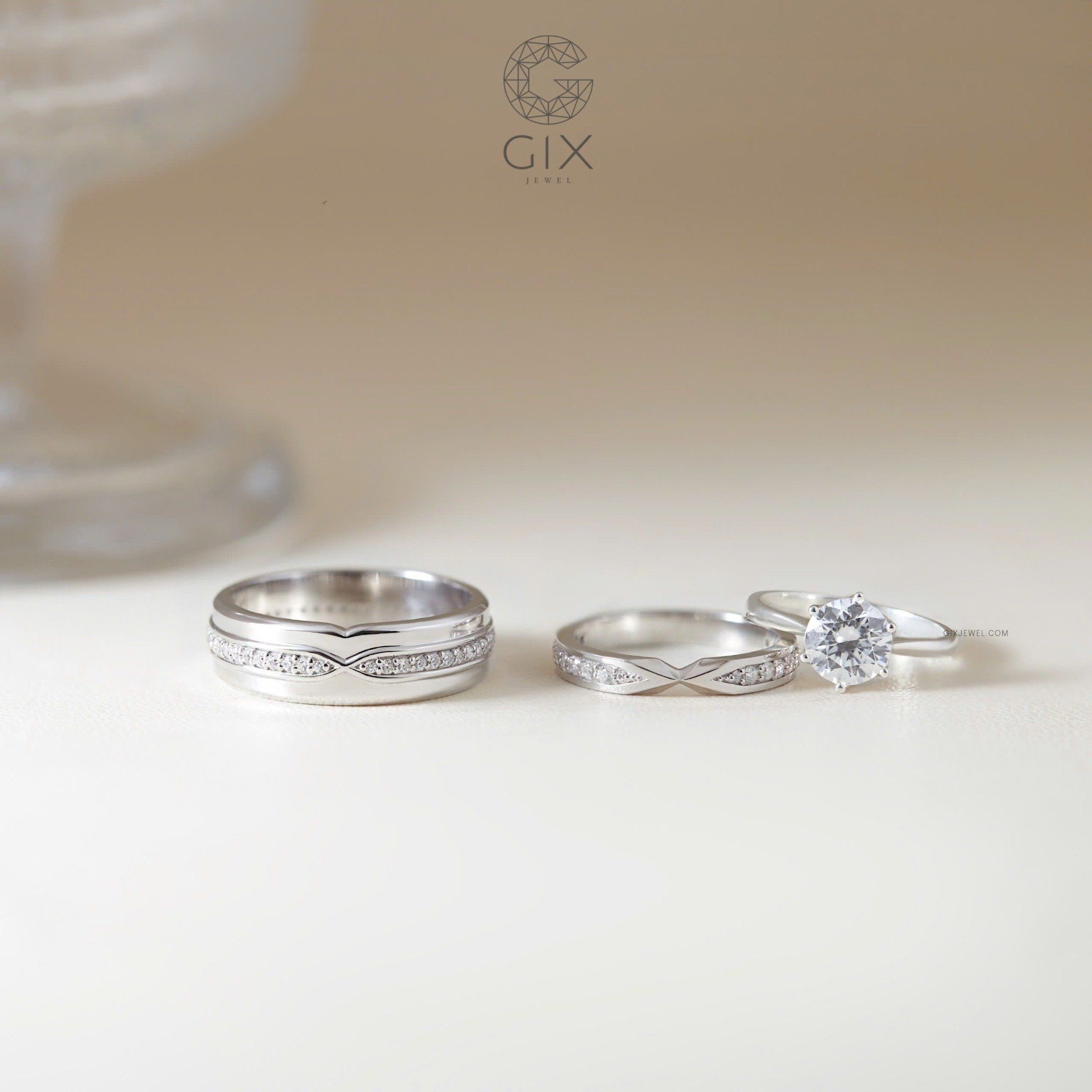 Nhẫn đôi vô cực bạc mạ vàng đính đá đẹp Gix Jewelry - GCR25050063
