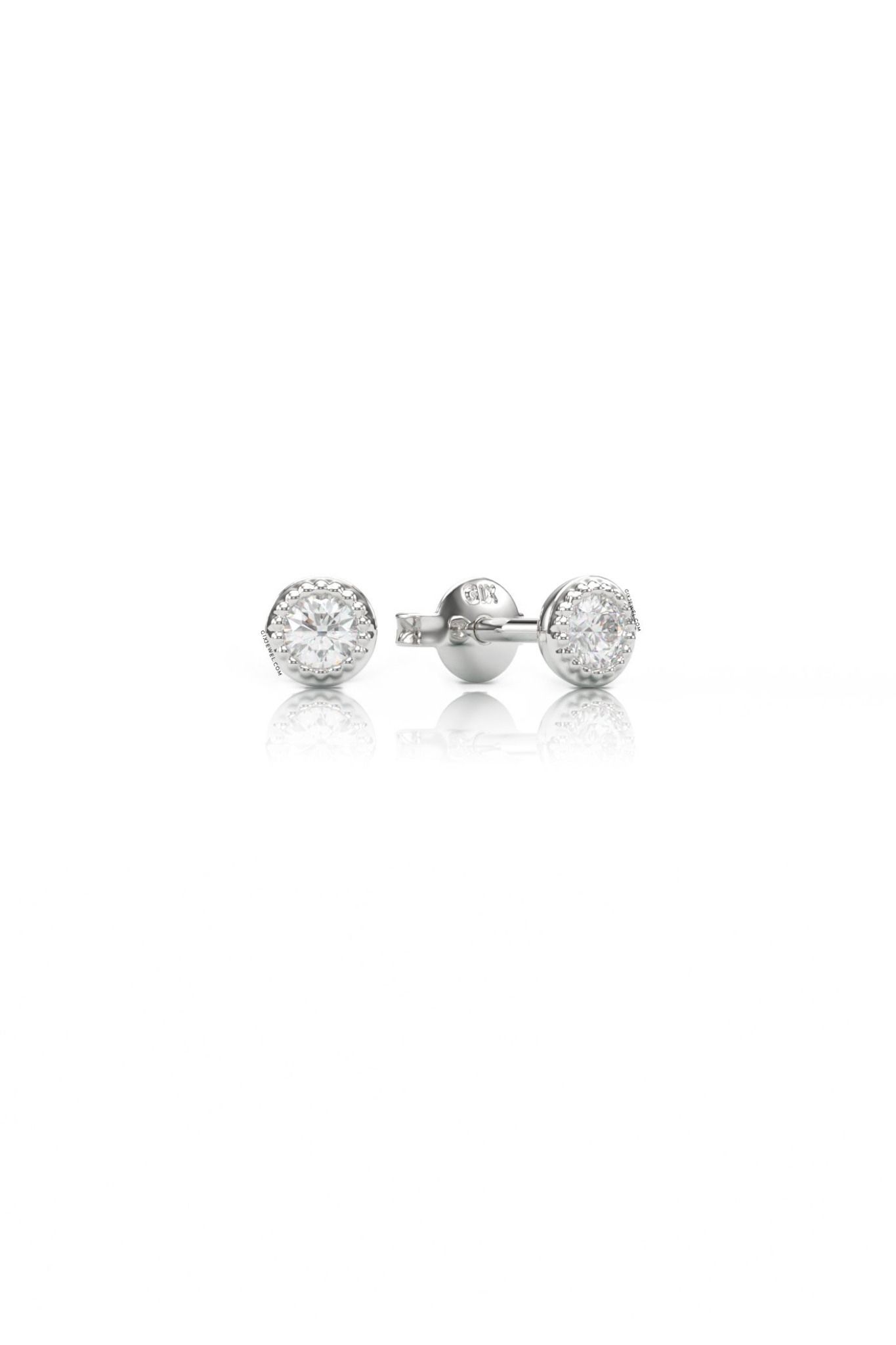 Bông tai nhỏ dạng nụ đẹp vàng 18k bạc 925 cao cấp hạt tròn đính kim cương moissanite Gix