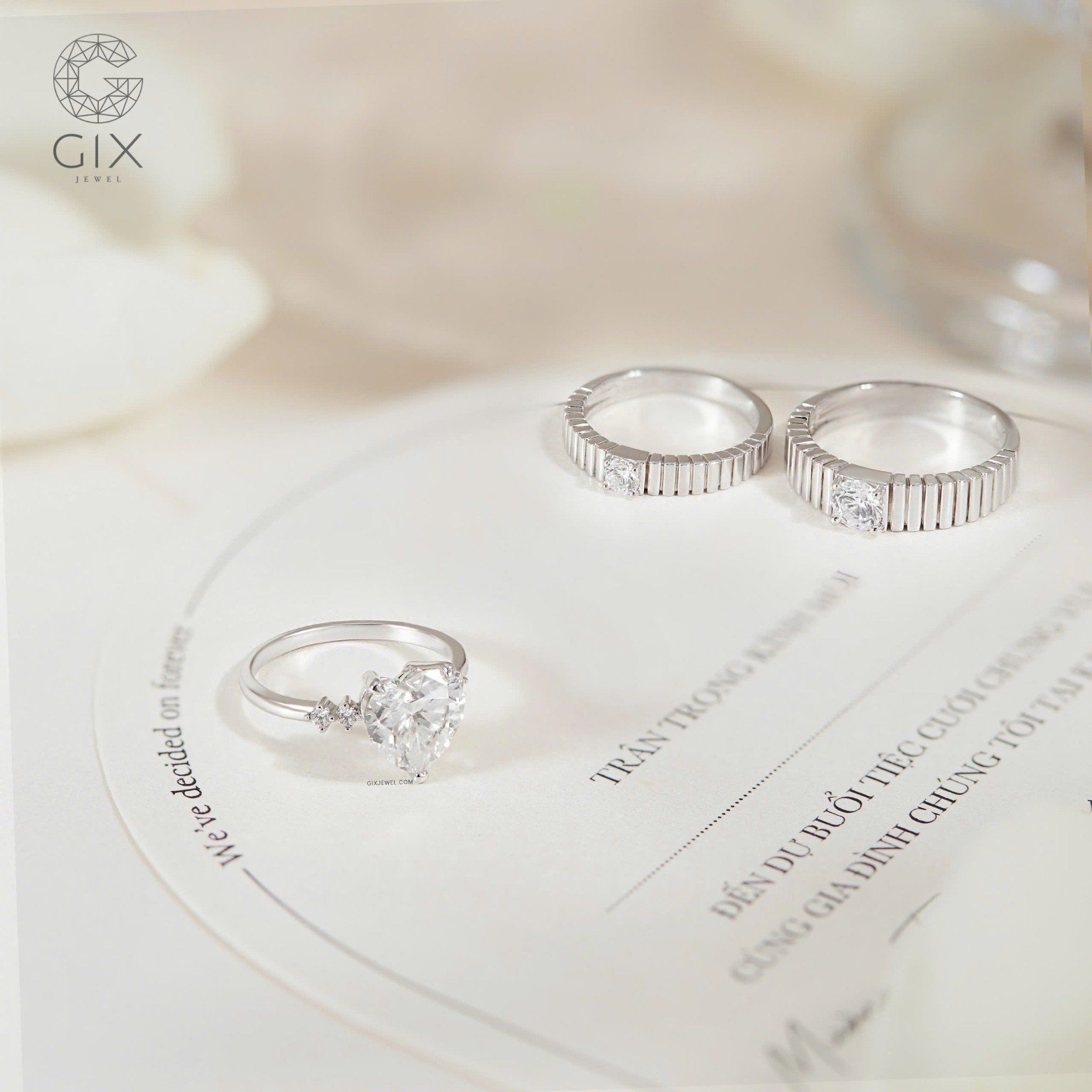 Nhẫn Đôi Kiểu Mới Đính Kim Cương Nhân Tạo Gix Jewel - GCR25050108