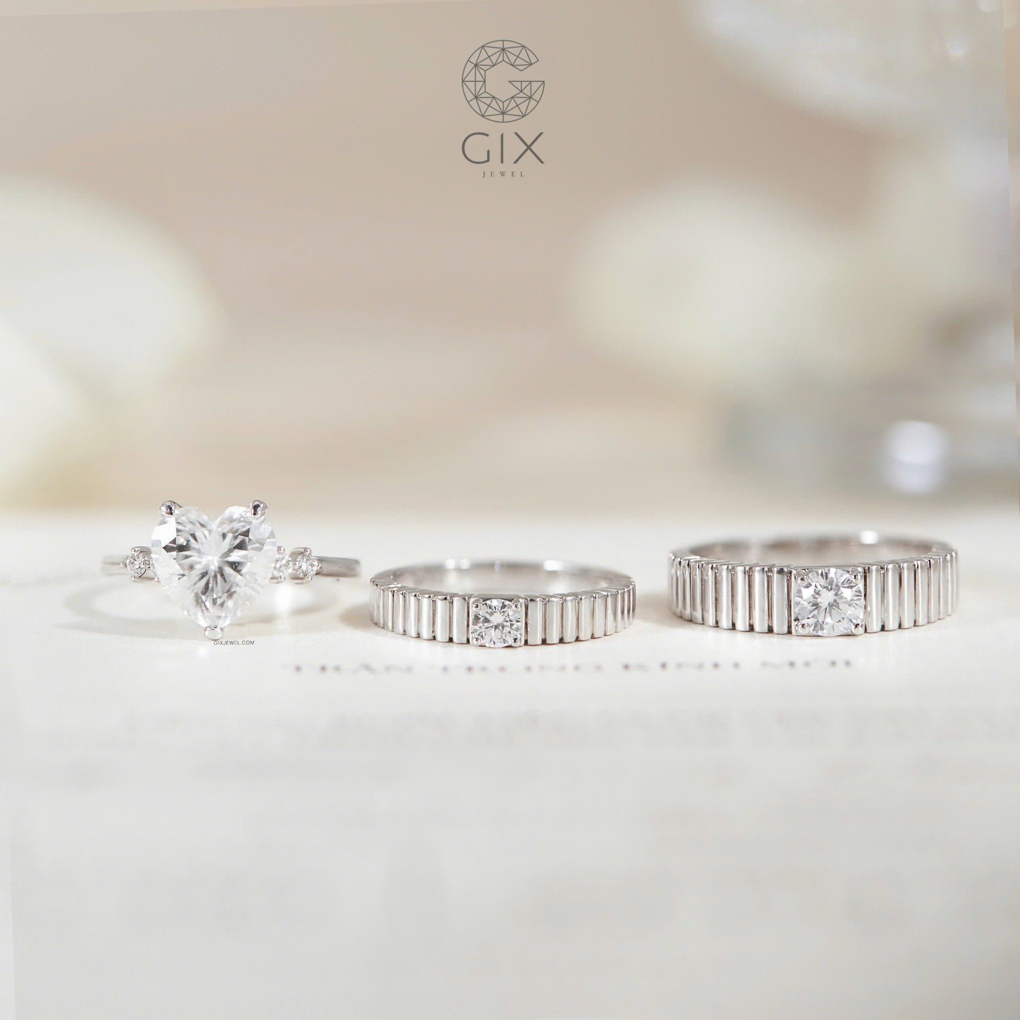 Nhẫn Cưới Vàng Tây 610 Đính Moissanite Gix Jewel -GCR25050108