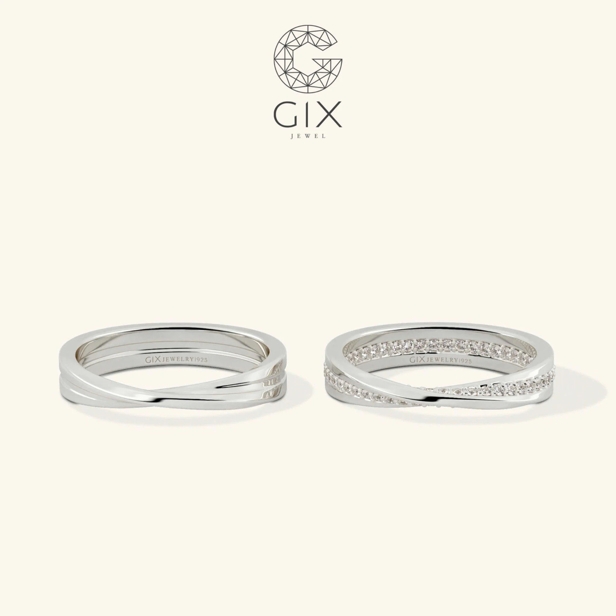 Nhẫn cưới Mobius vô cực vàng 18K đính kim cương Gix Jewel - GCR25050093