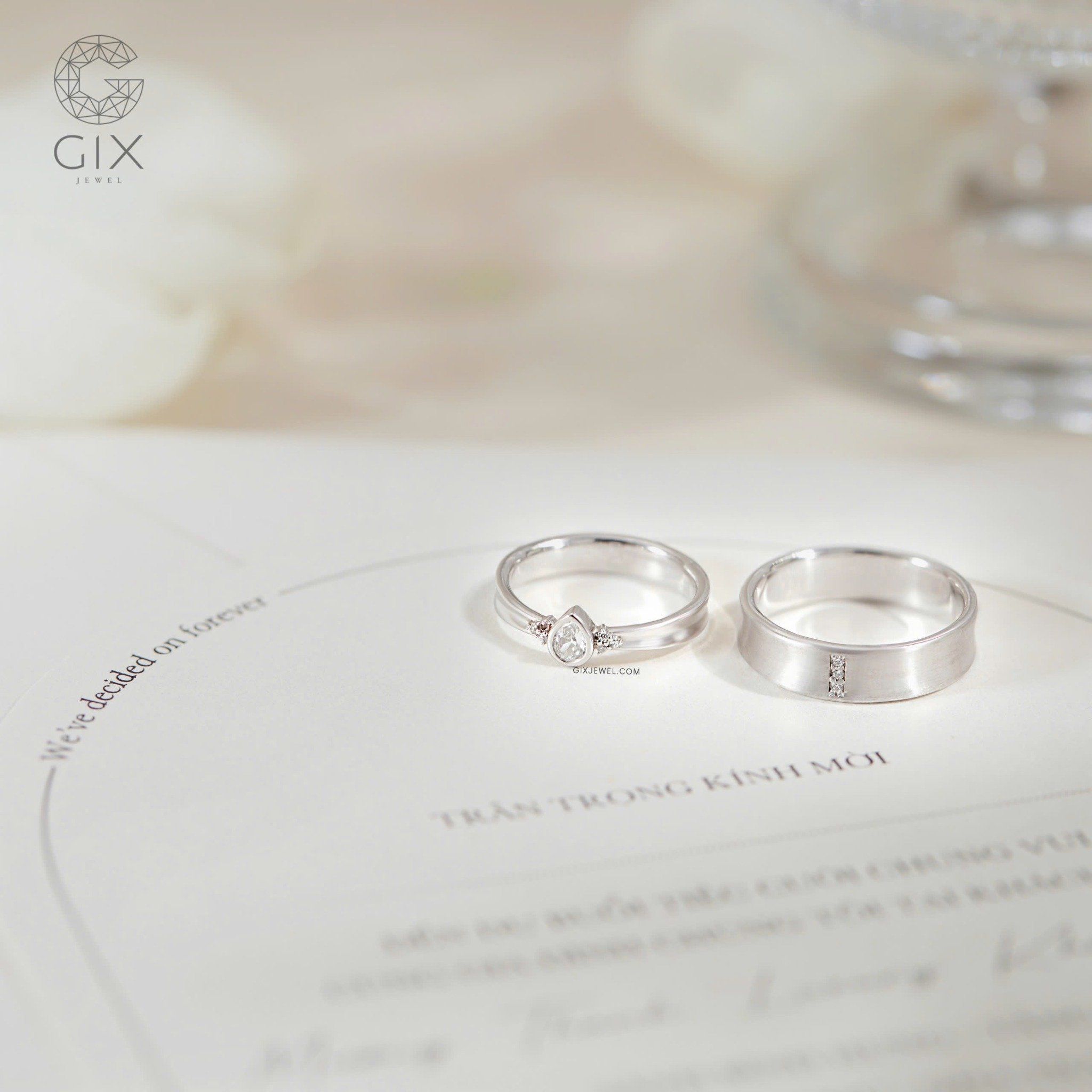 Nhẫn Cặp Hàn Quốc Đẹp Đính Đá Cao Cấp Gix Jewel - GCR25050111