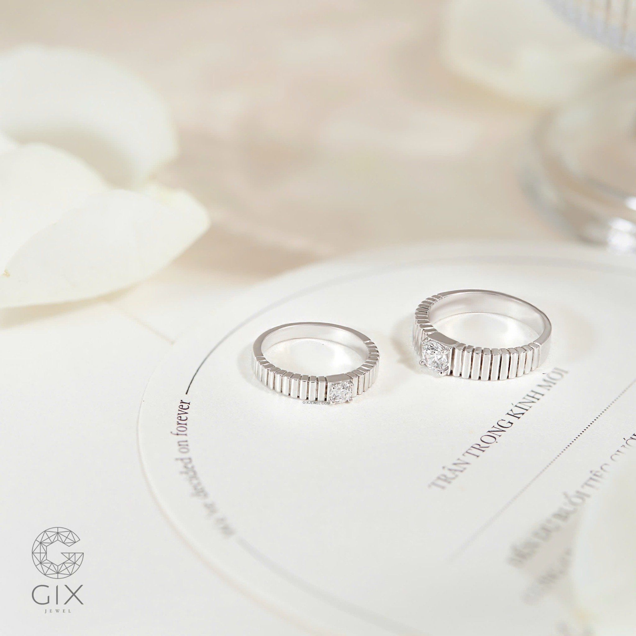 Nhẫn Cưới Vàng Tây 610 Đính Moissanite Gix Jewel -GCR25050108