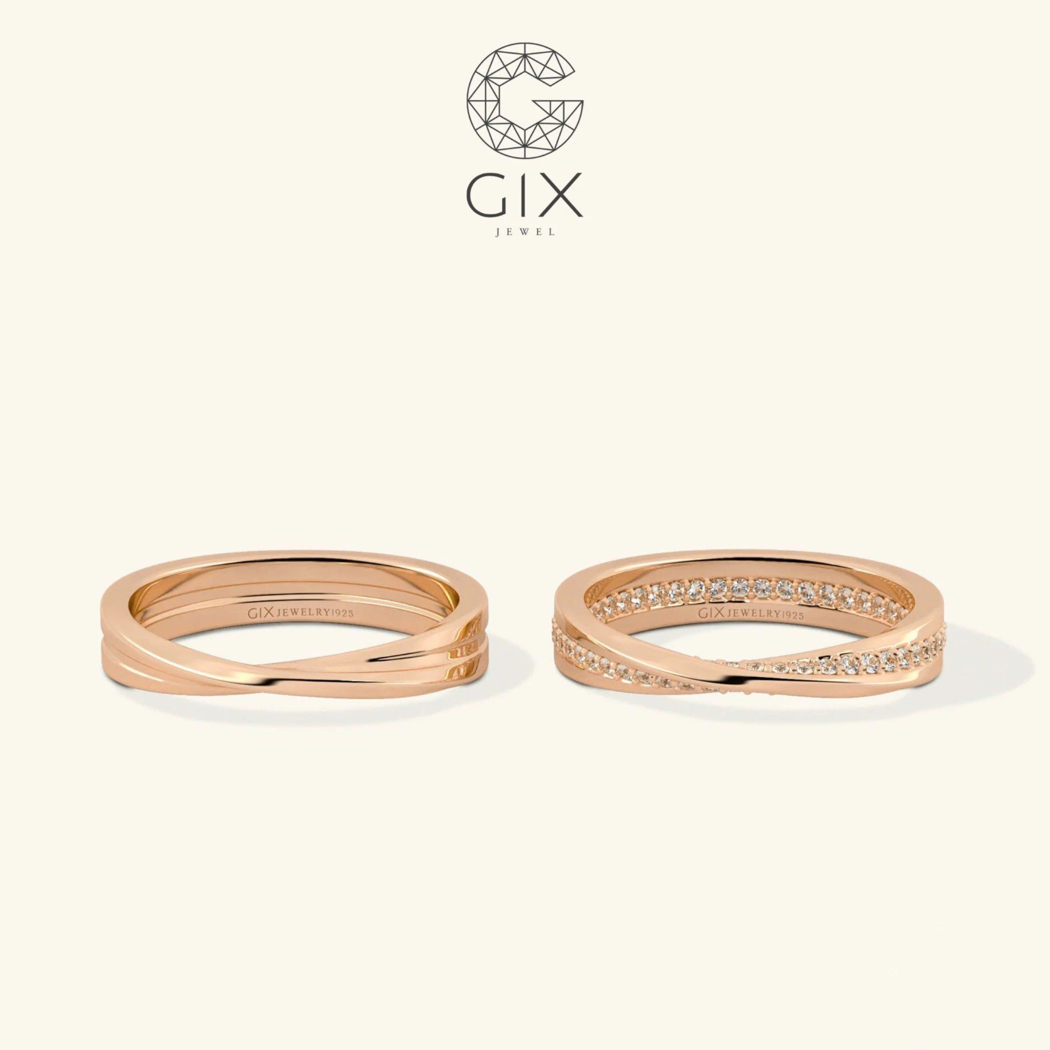 Nhẫn cưới Mobius vô cực vàng 14k đính đá Gix Jewel - GCR25050093