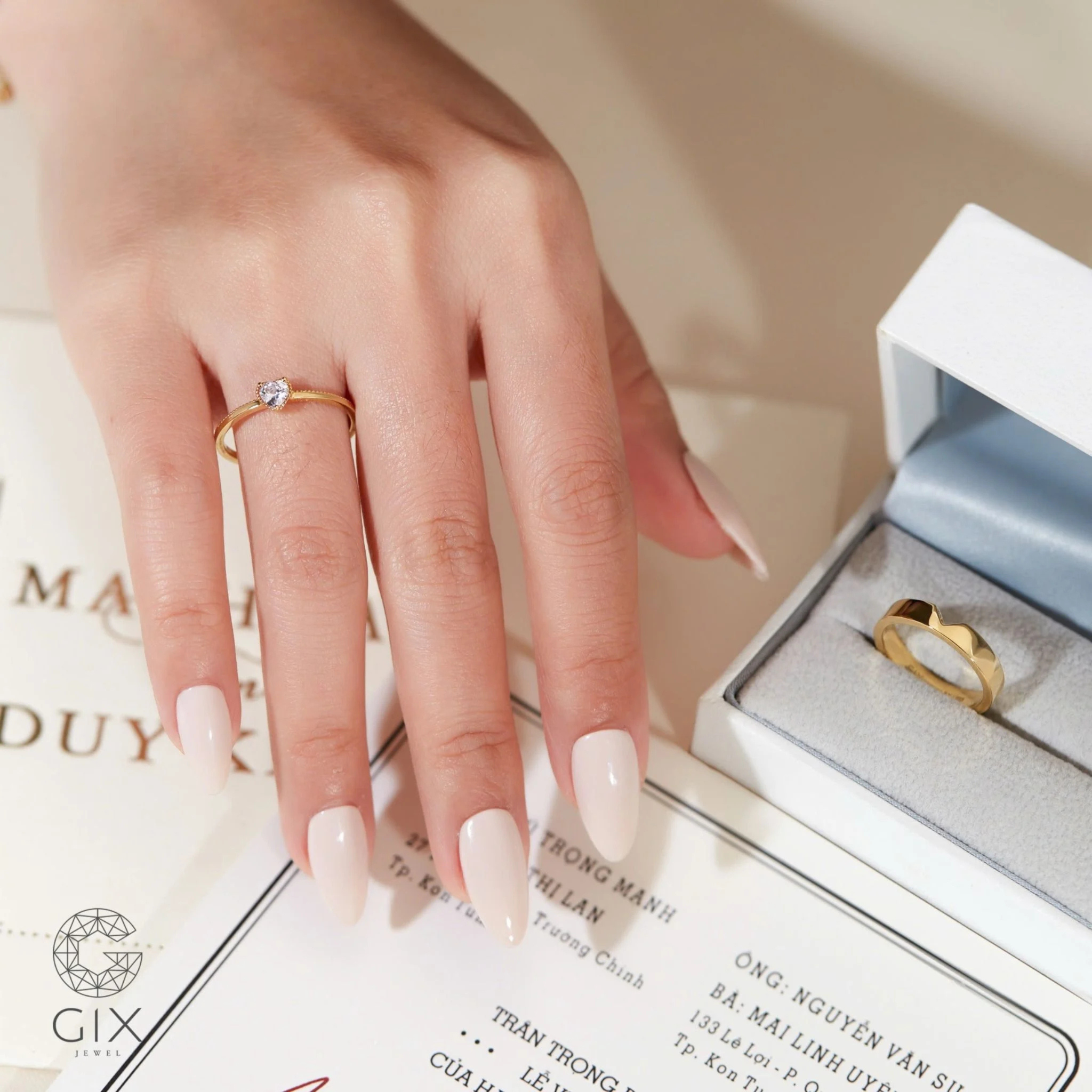 Nhẫn Cưới Vàng 10K Hình Trái Tim Đẹp Đính Moissanite Gix - GCR25050086