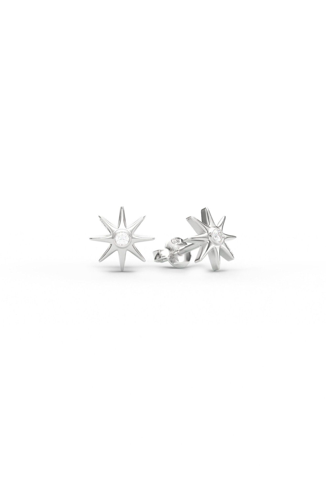 Bông tai đơn giản bạc thật Gix Jewel mạ vàng đính đá tấm