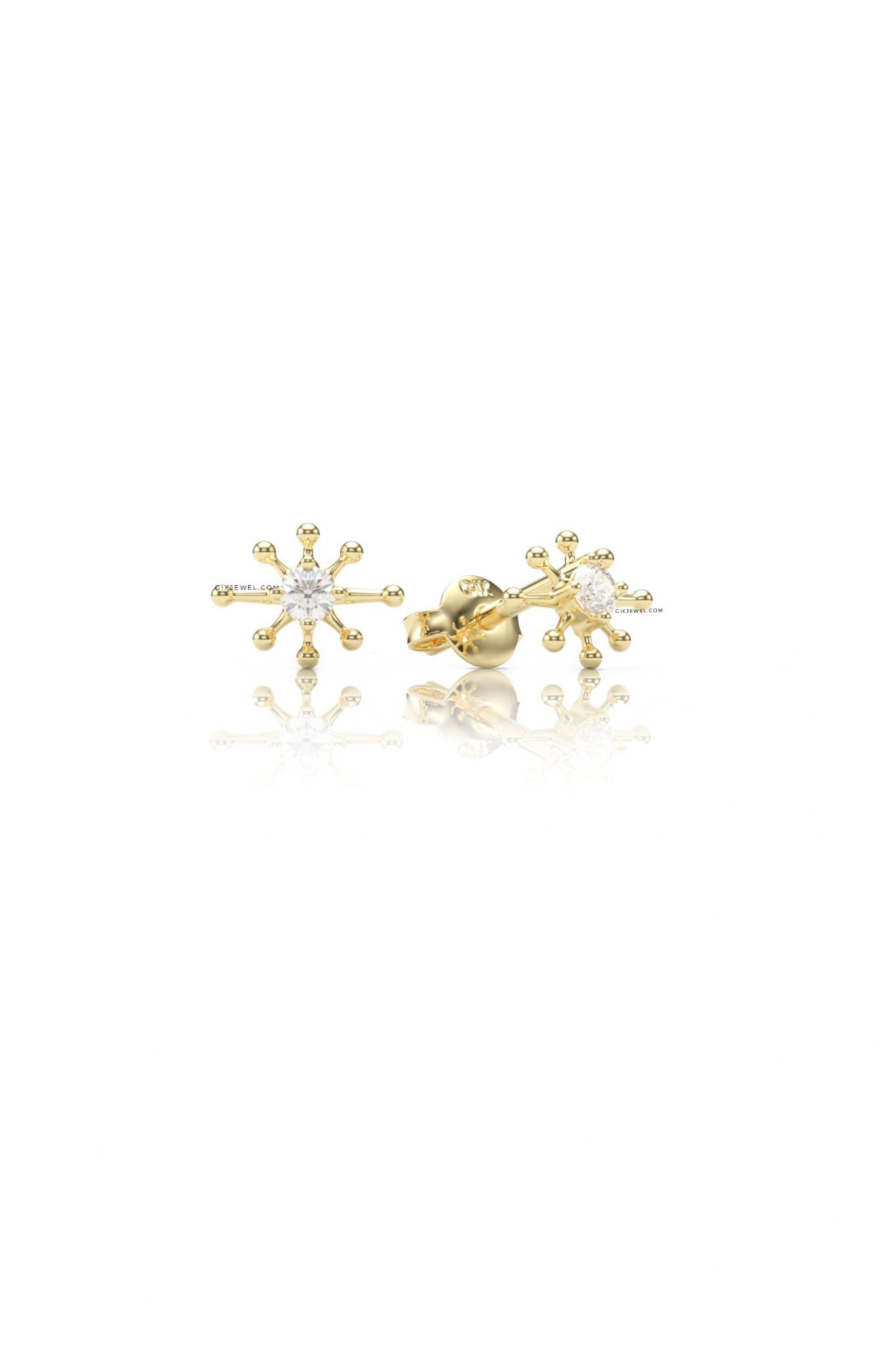 Bông tai em bé bạc đẹp hình hoa mai mạ vàng hồng cao cấp đính đá Gix Jewel