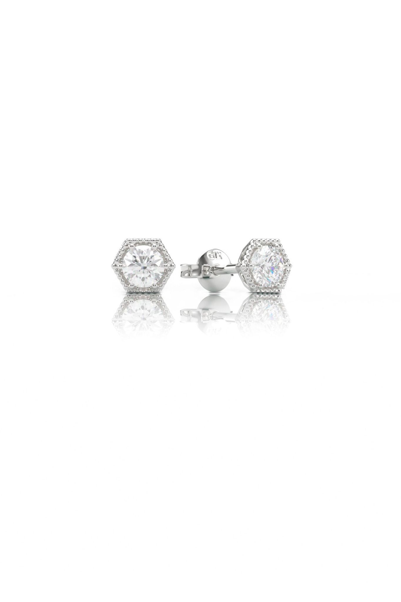 Bông tai vàng trắng bạc xi bạch kim đơn giản dạng nụ đính đá cho nữ Gix Jewelry
