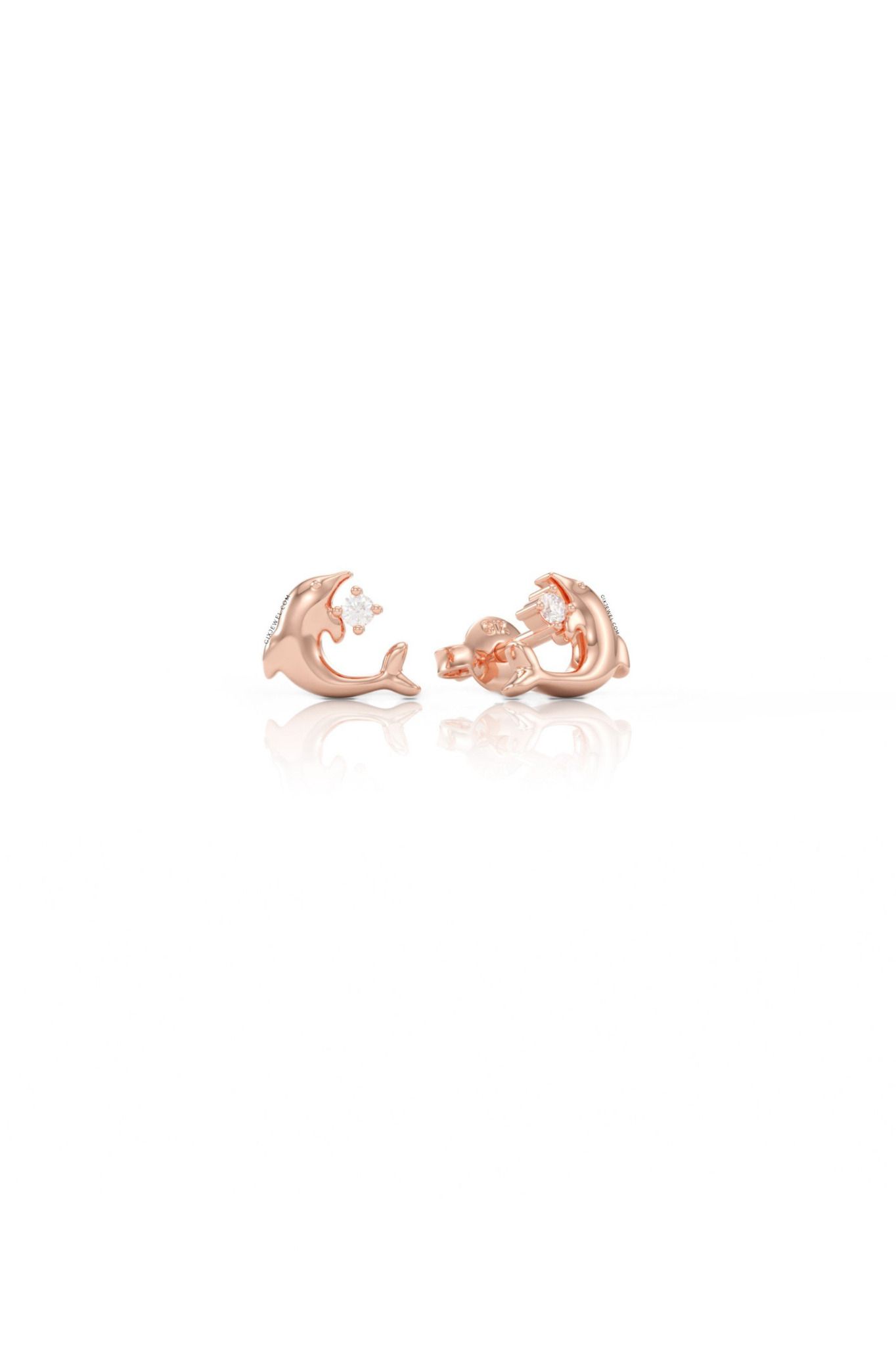 Bông tai moissanite vàng tây nữ bạc thật hình cá heo cao cấp đính đá Gix Jewel
