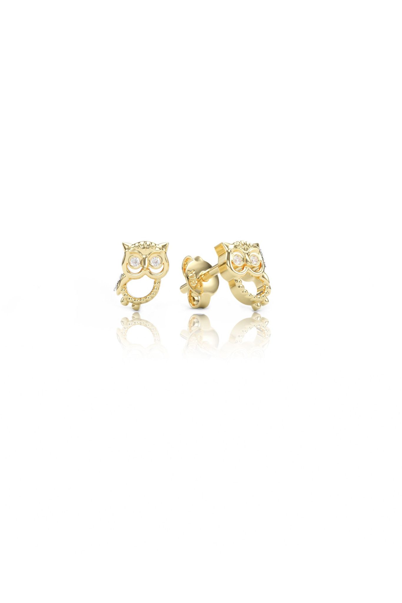 Bông tai bạc nữ cá tính mạ vàng hồng đẹp hình cú mèo đính kim cương tấm Gix Jewel