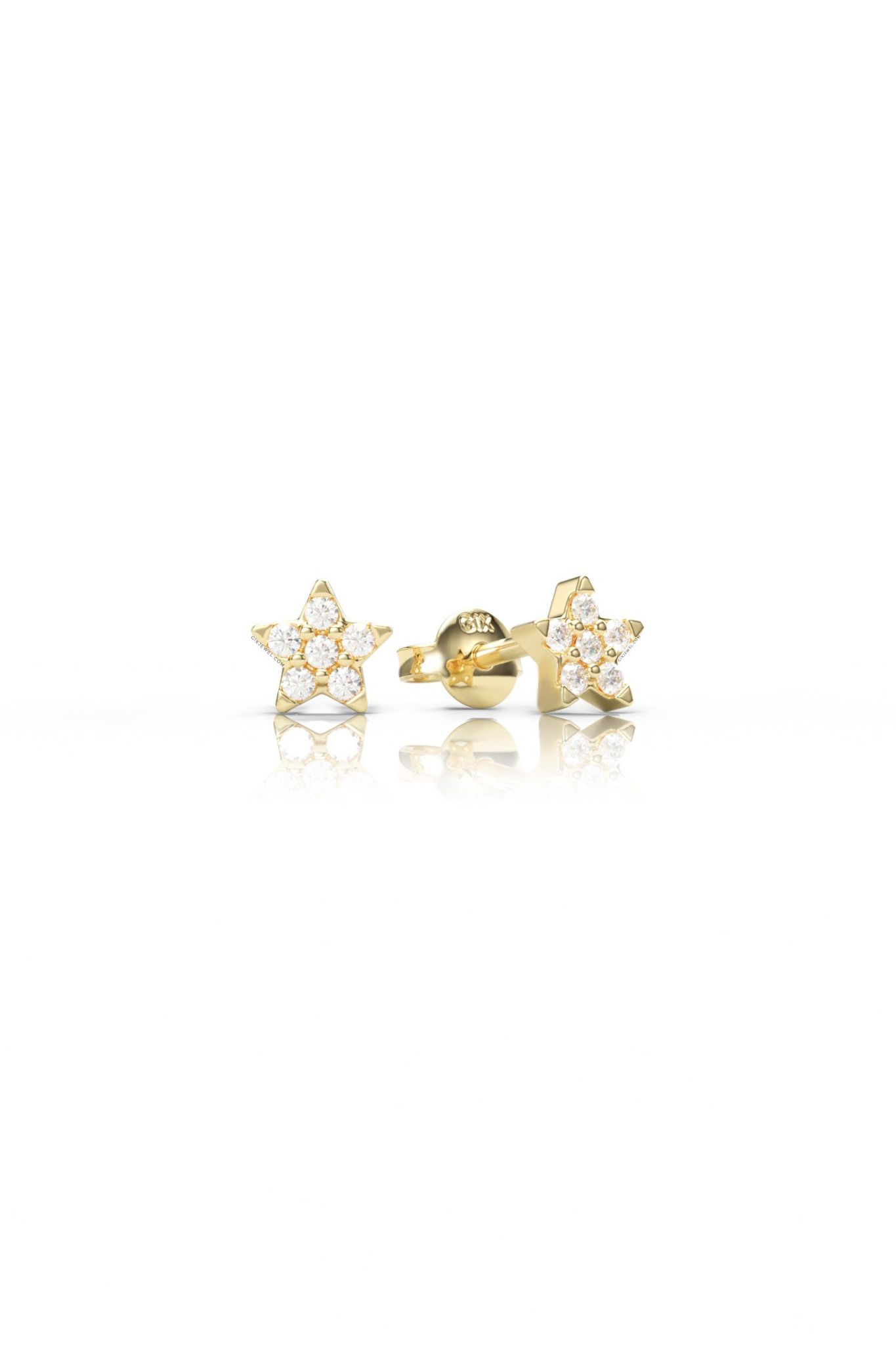 Khuyên tai bạc cho bé vàng 18k hình ngôi sao đẹp đính kim cương Gix Jewelry