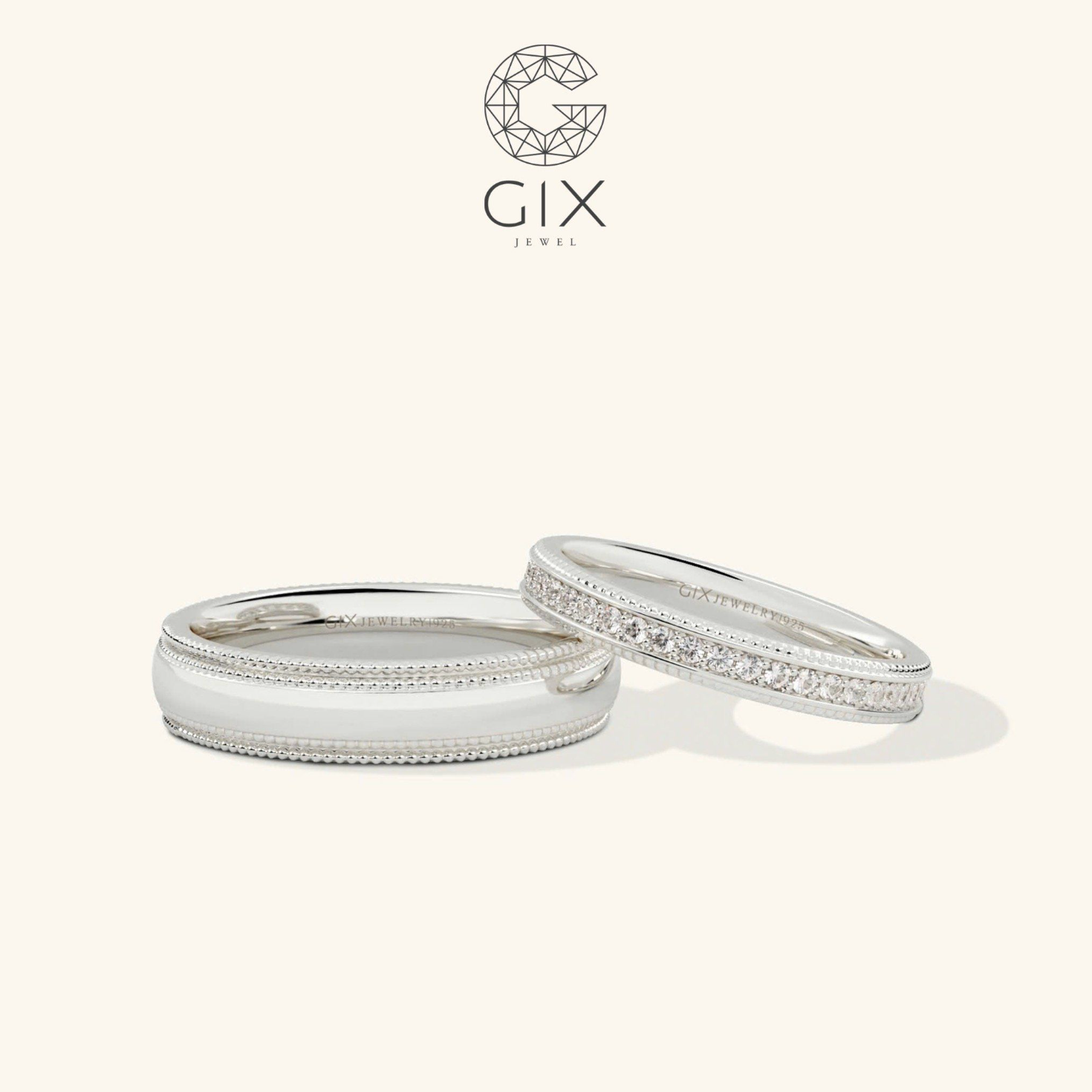 Nhẫn cặp đẹp mạ vàng 18k đính đá cao cấp Gixjewel - GCR25050094