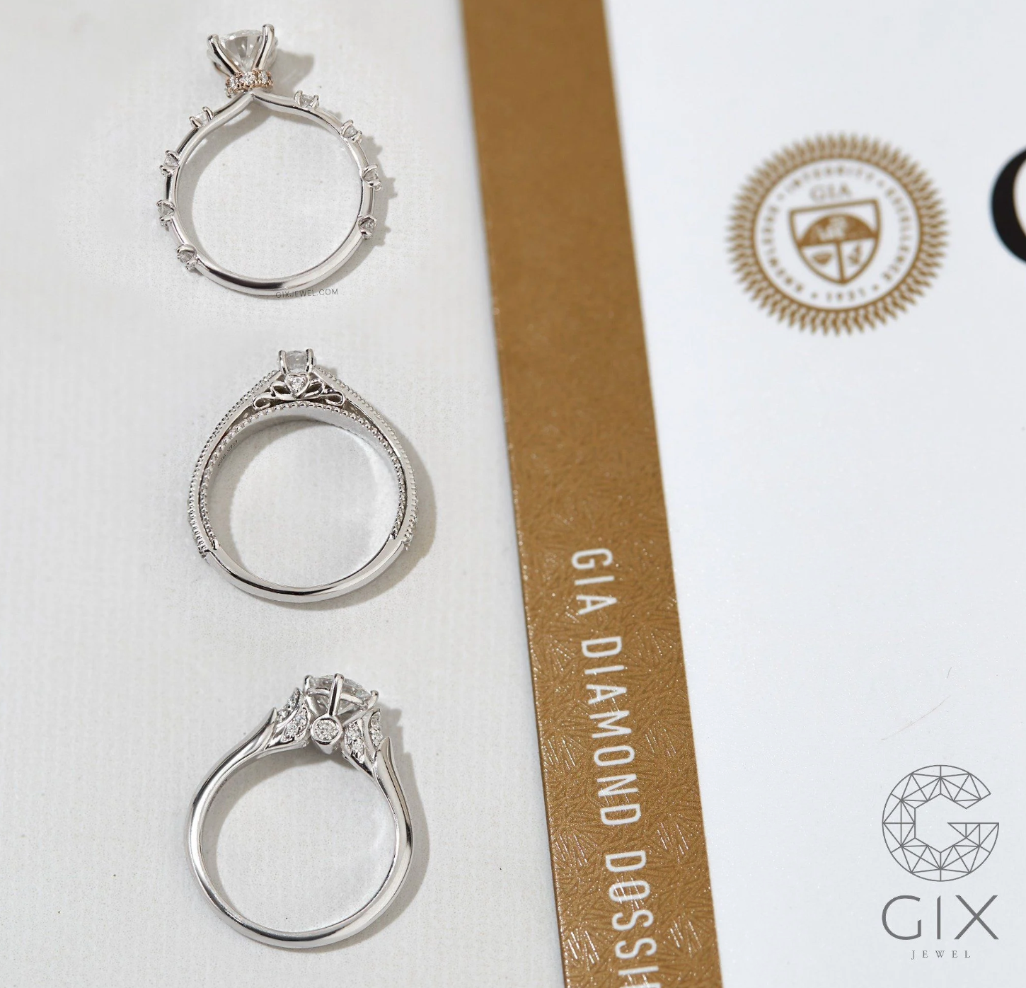 Nhẫn vàng trắng cầu hôn đẹp 18k đính kim cương - True Love | Gix Jewel