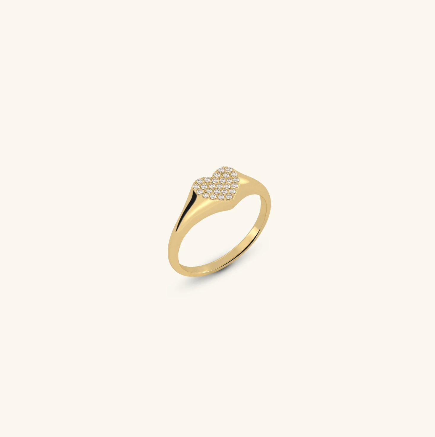 Nhẫn signet ring nữ bạc s925 đính kim cương nhân tạo hình trái tim Gix Jewel