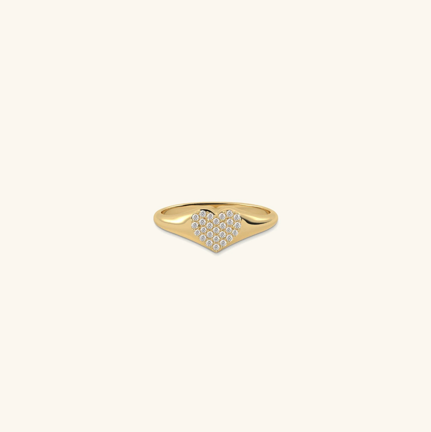 Nhẫn signet ring nữ bạc s925 đính kim cương nhân tạo hình trái tim Gix Jewel