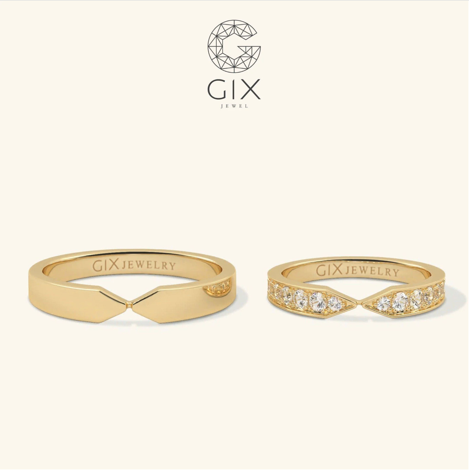 Nhẫn Cưới Vàng 18k Dáng Vô Cực Kim Cương Gix - GCR25050010