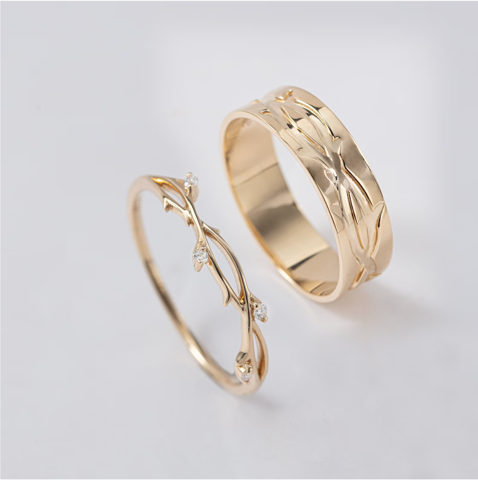 Nhẫn Cưới Vàng 18k Thiết Kế Hoa Văn Đai Cành Gix - GCR25050001