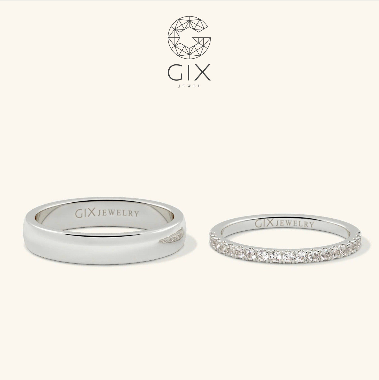 Nhẫn Đôi Đơn Giản Đẹp Đính Đá Moissanite Gix Jewel - GCR25050022