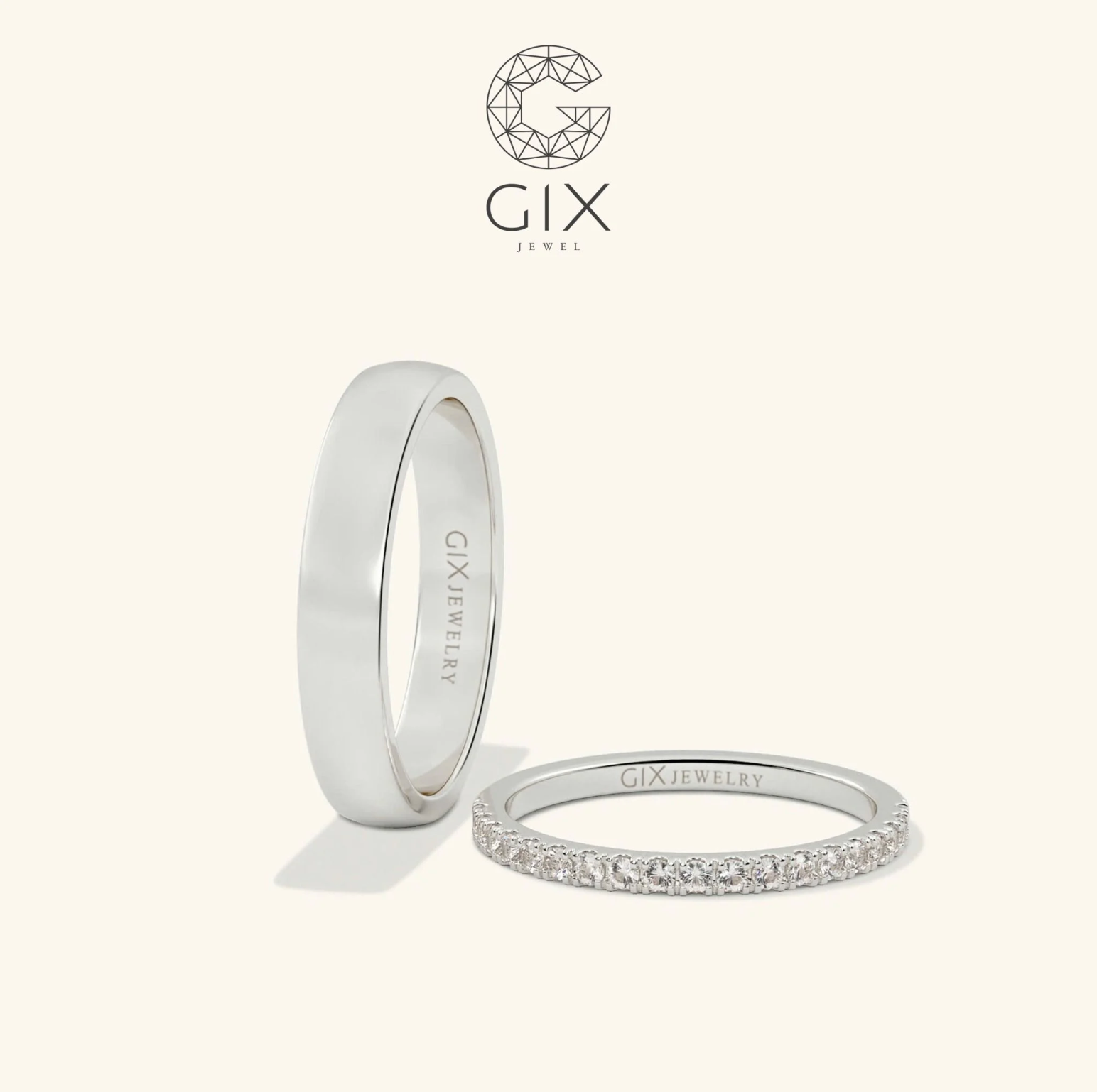 Nhẫn Cưới Vàng 10K Đơn Giản Đẹp Đính Kim Cương Gix - GCR25050022