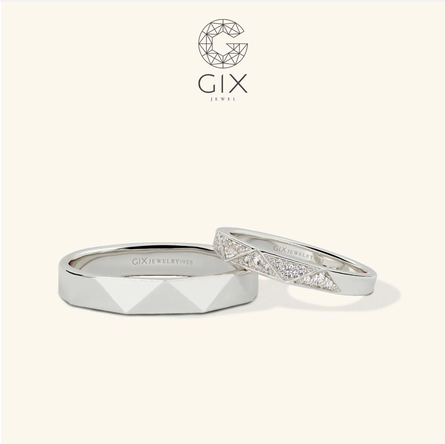 Nhẫn cưới vàng 10k đính full kim cương tấm sang trọng Gix Jewel - GCR25050103