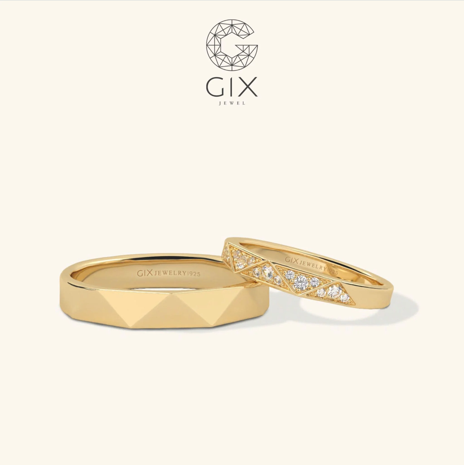 Nhẫn cưới vàng 10k đính full kim cương tấm sang trọng Gix Jewel - GCR25050103